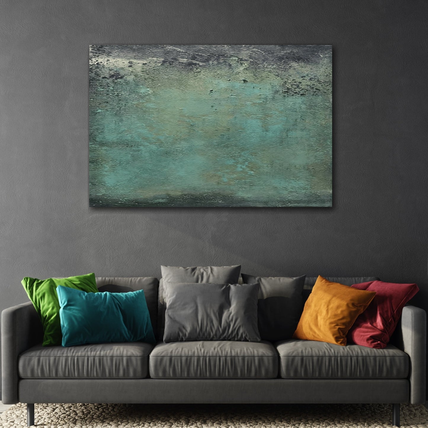 Green Minimalism Canvas Print - Large Abstract Wall art - YesArtYes