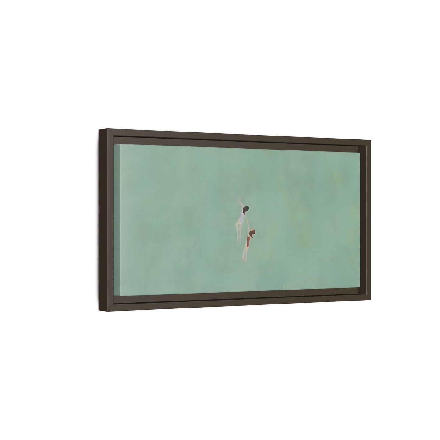 Green Vintage Minimalist Framed Canvas Art - Swiming into the Sea - YesArtYes