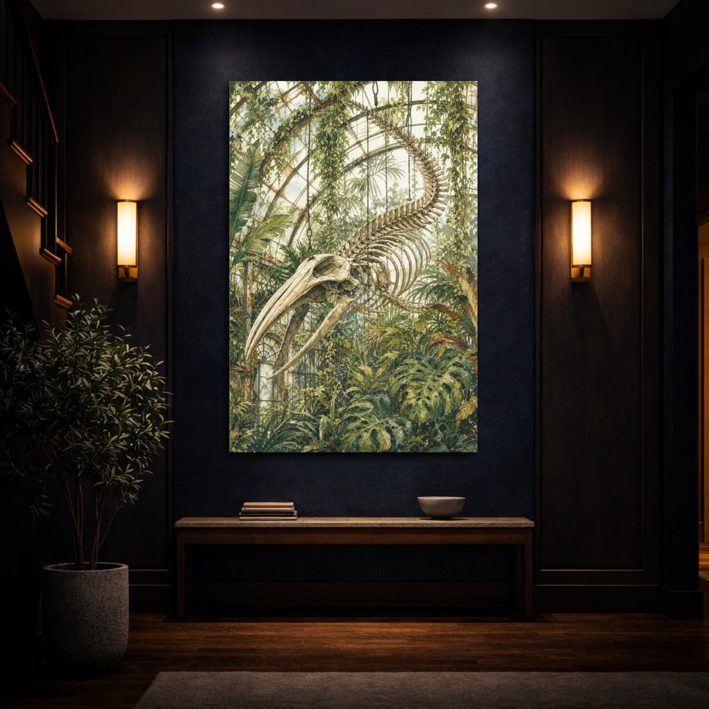 Mockup 4. Greenhouse Whale Skeleton shown as canvas print