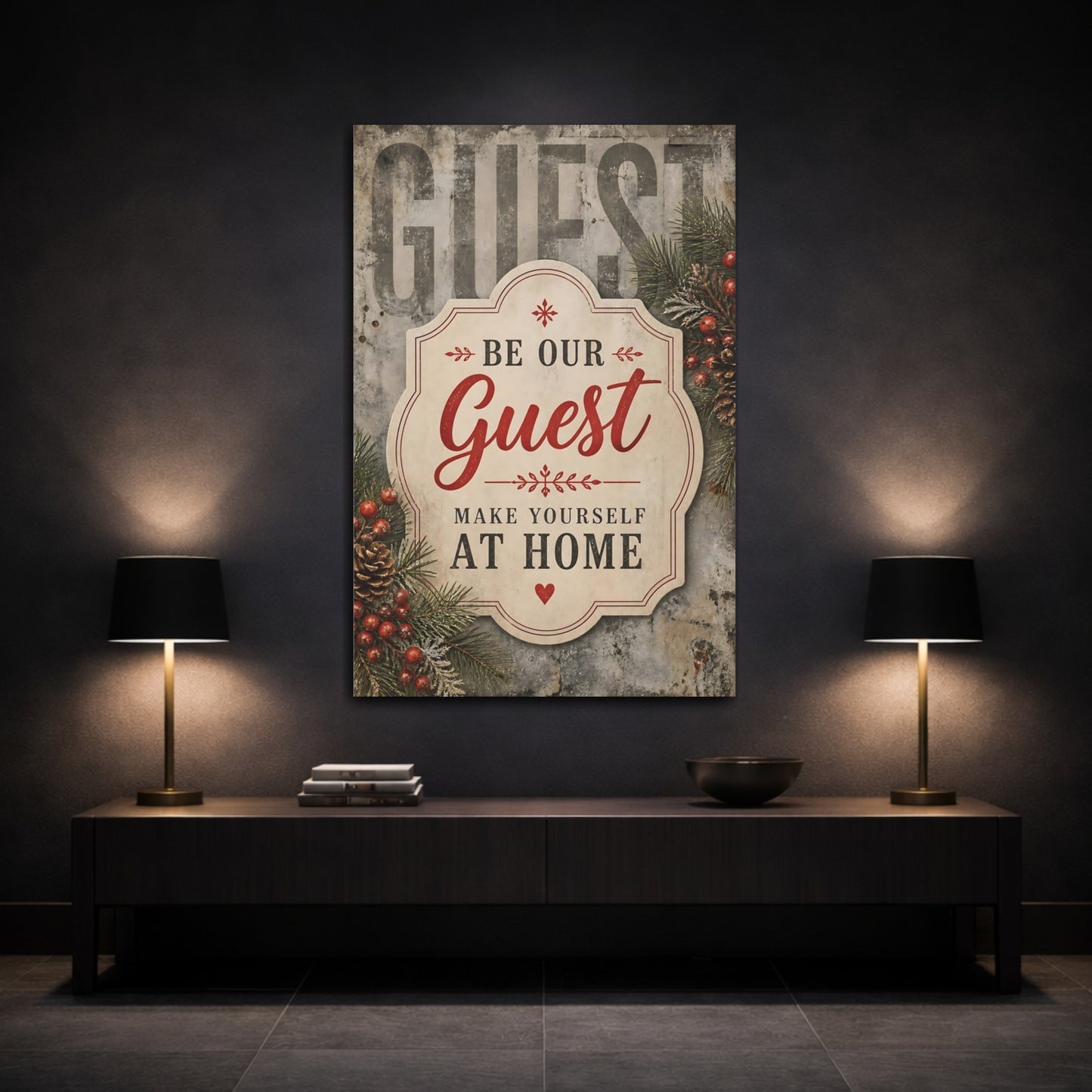 Mockup 3. Guest Quote Welcome Sign shown as canvas print
