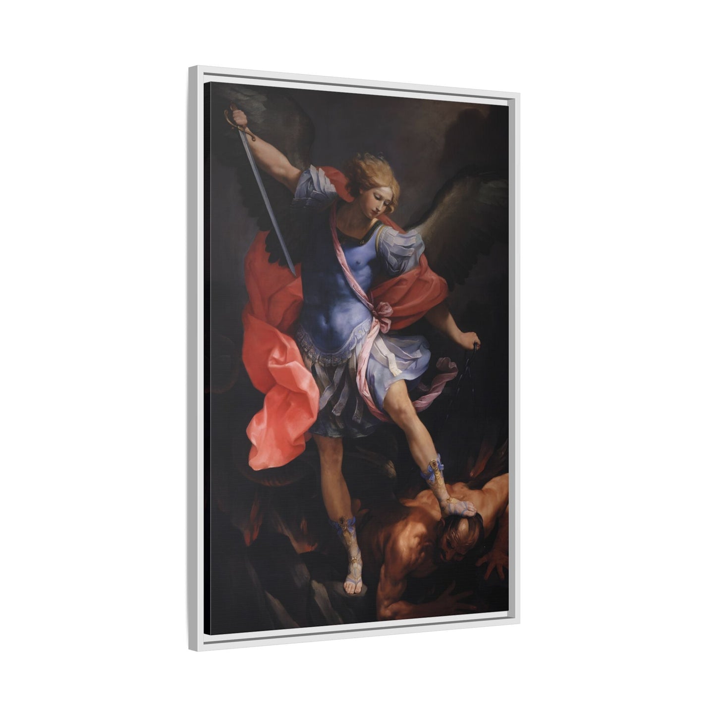 Guido Reni Archangel Michael Defeating Satan - Framed Canvas Wall Art Print - YesArtYes