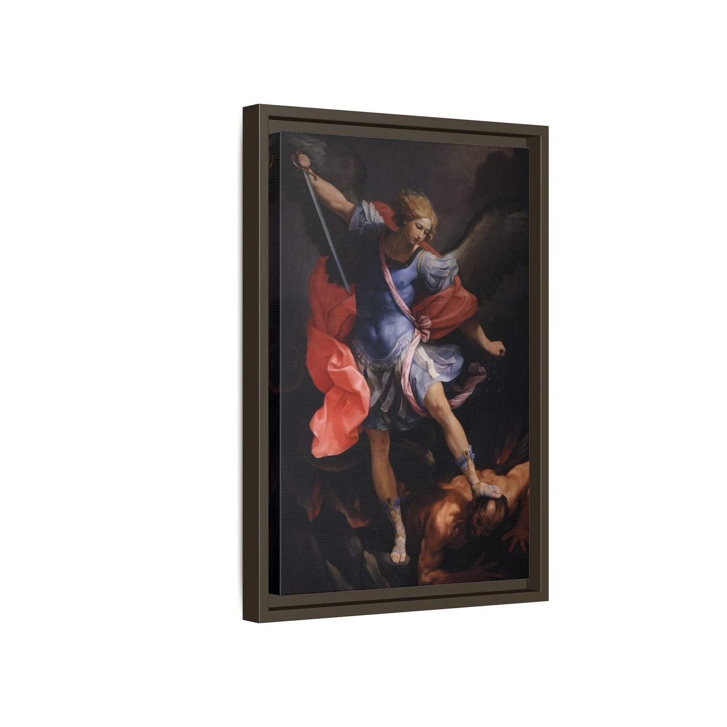 Guido Reni Archangel Michael Defeating Satan - Framed Canvas Wall Art Print - YesArtYes