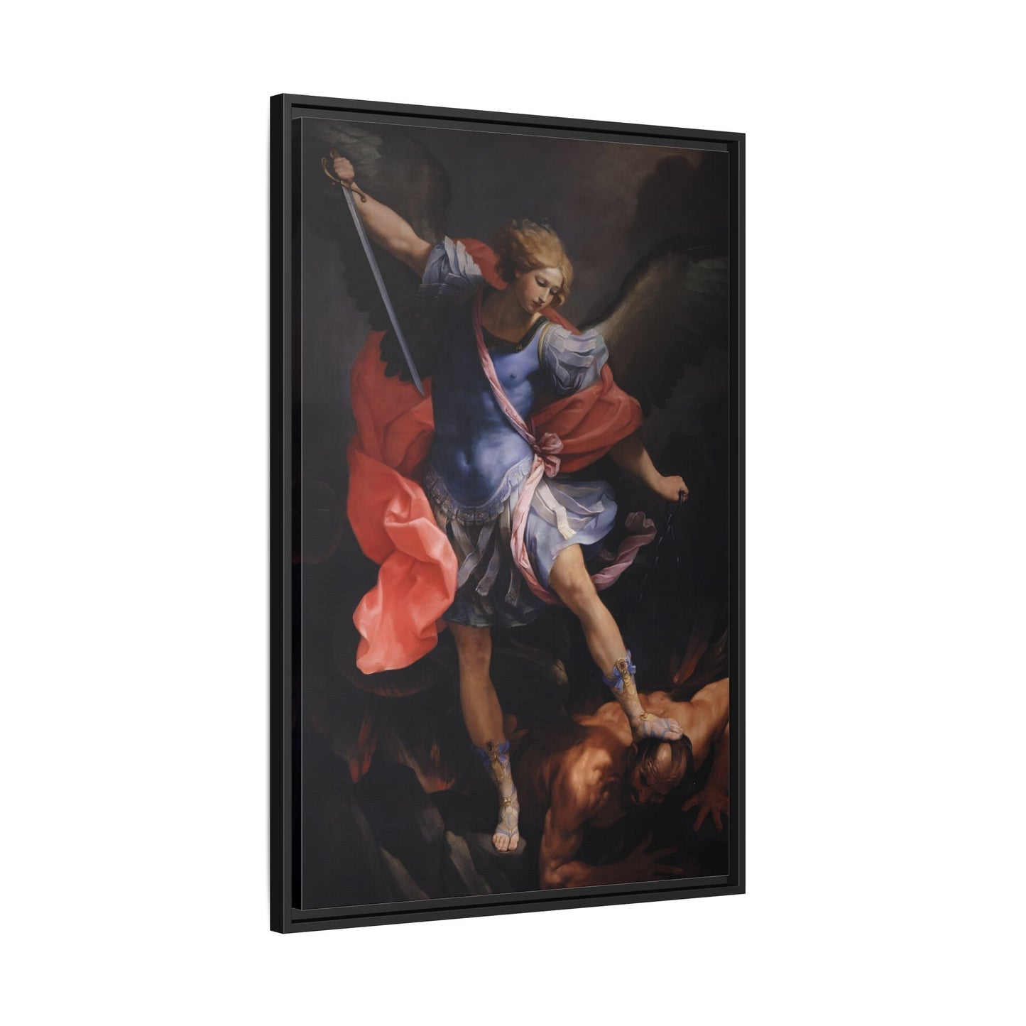 Guido Reni Archangel Michael Defeating Satan - Framed Canvas Wall Art Print - YesArtYes