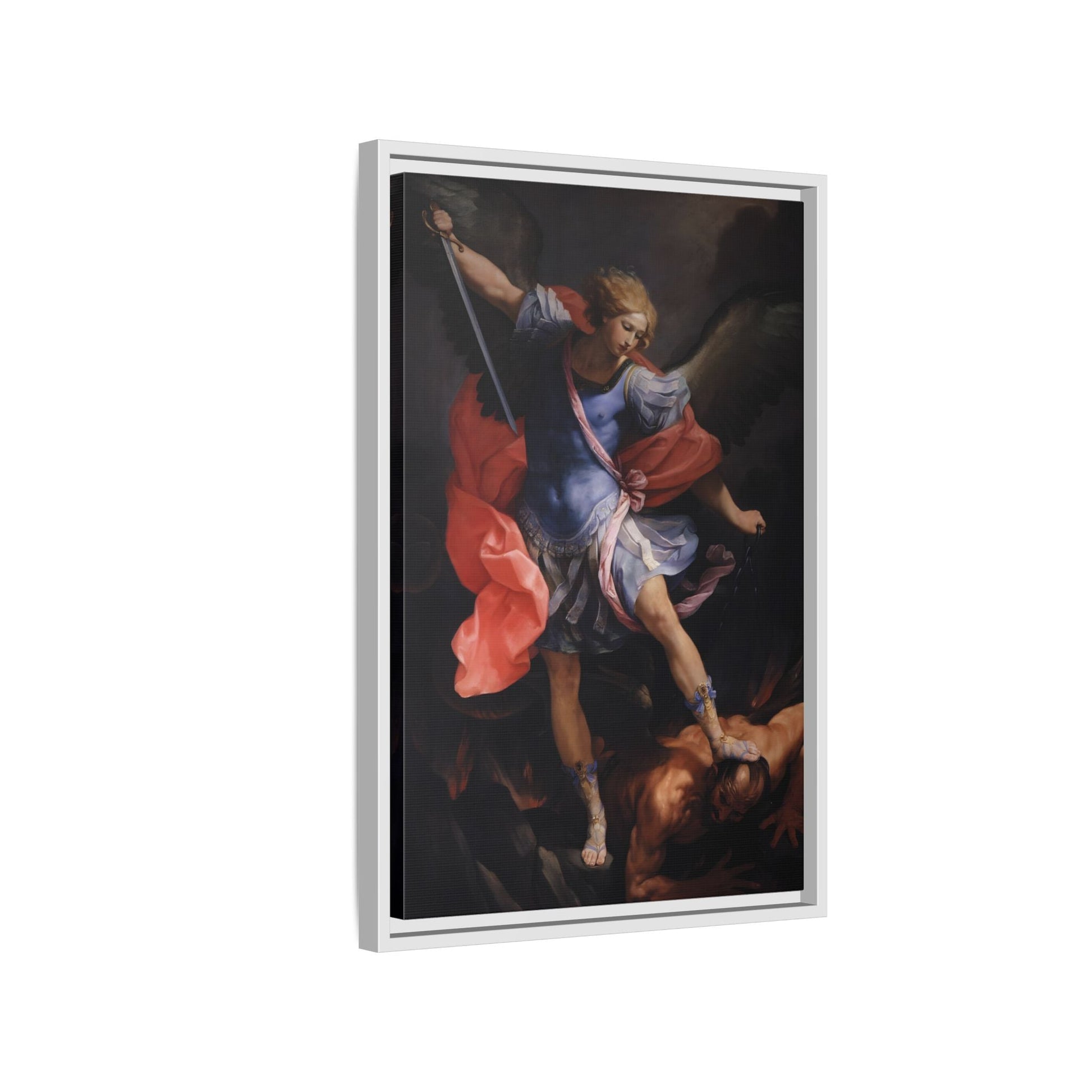 Guido Reni Archangel Michael Defeating Satan - Framed Canvas Wall Art Print - YesArtYes