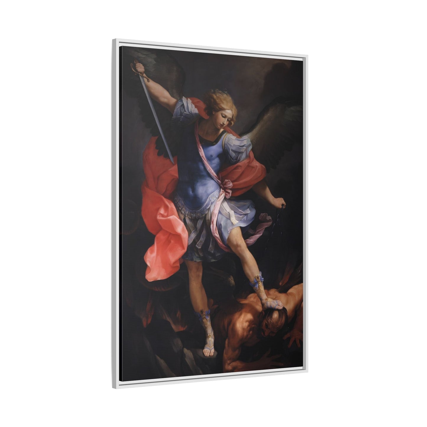 Guido Reni Archangel Michael Defeating Satan - Framed Canvas Wall Art Print - YesArtYes