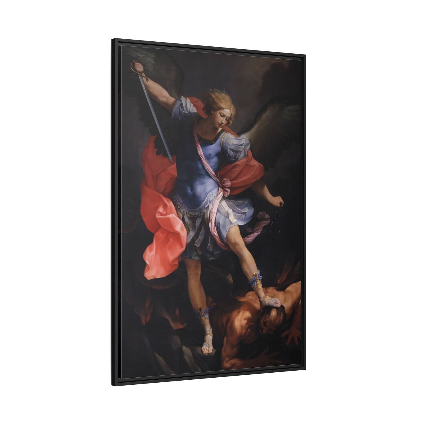 Guido Reni Archangel Michael Defeating Satan - Framed Canvas Wall Art Print - YesArtYes