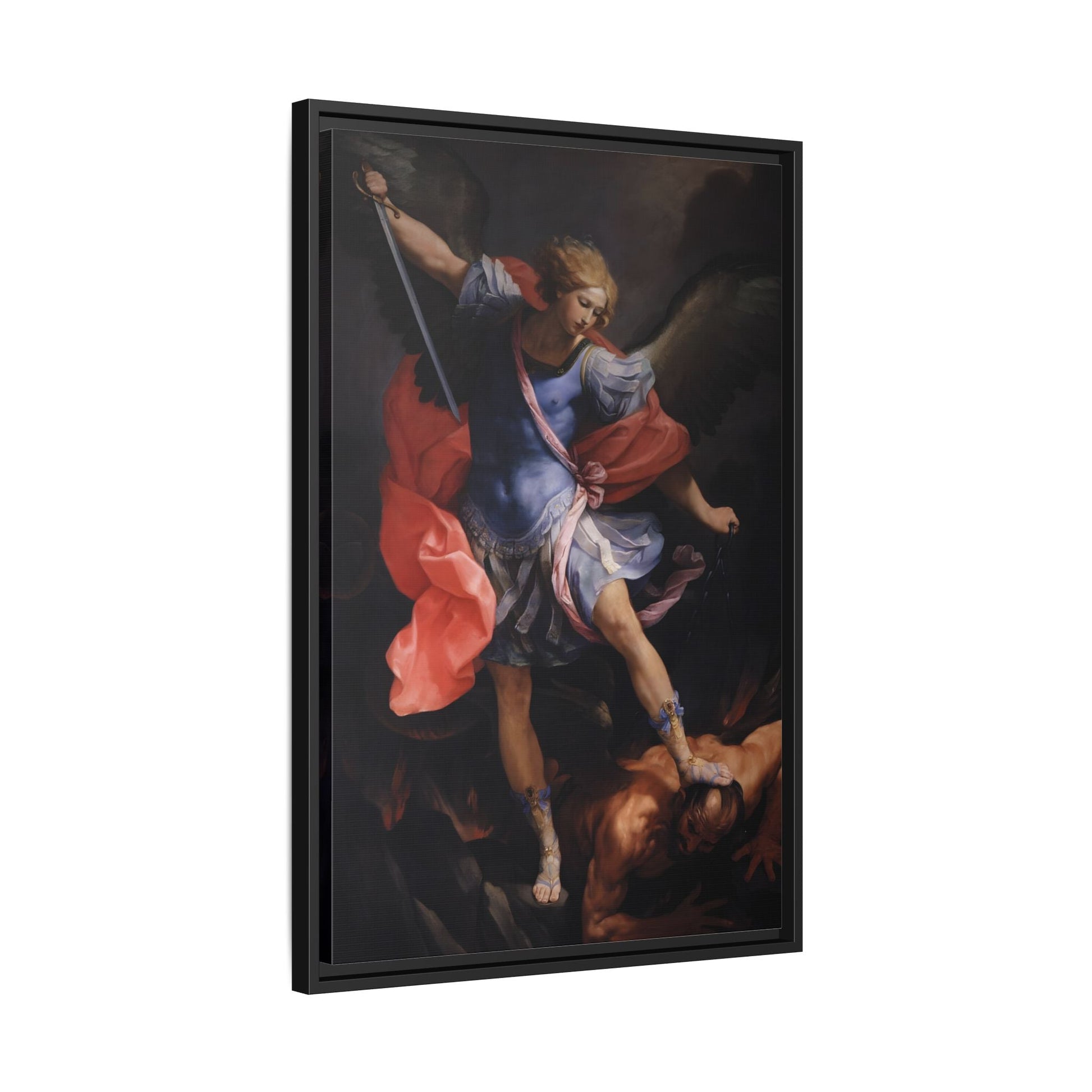 Guido Reni Archangel Michael Defeating Satan - Framed Canvas Wall Art Print - YesArtYes