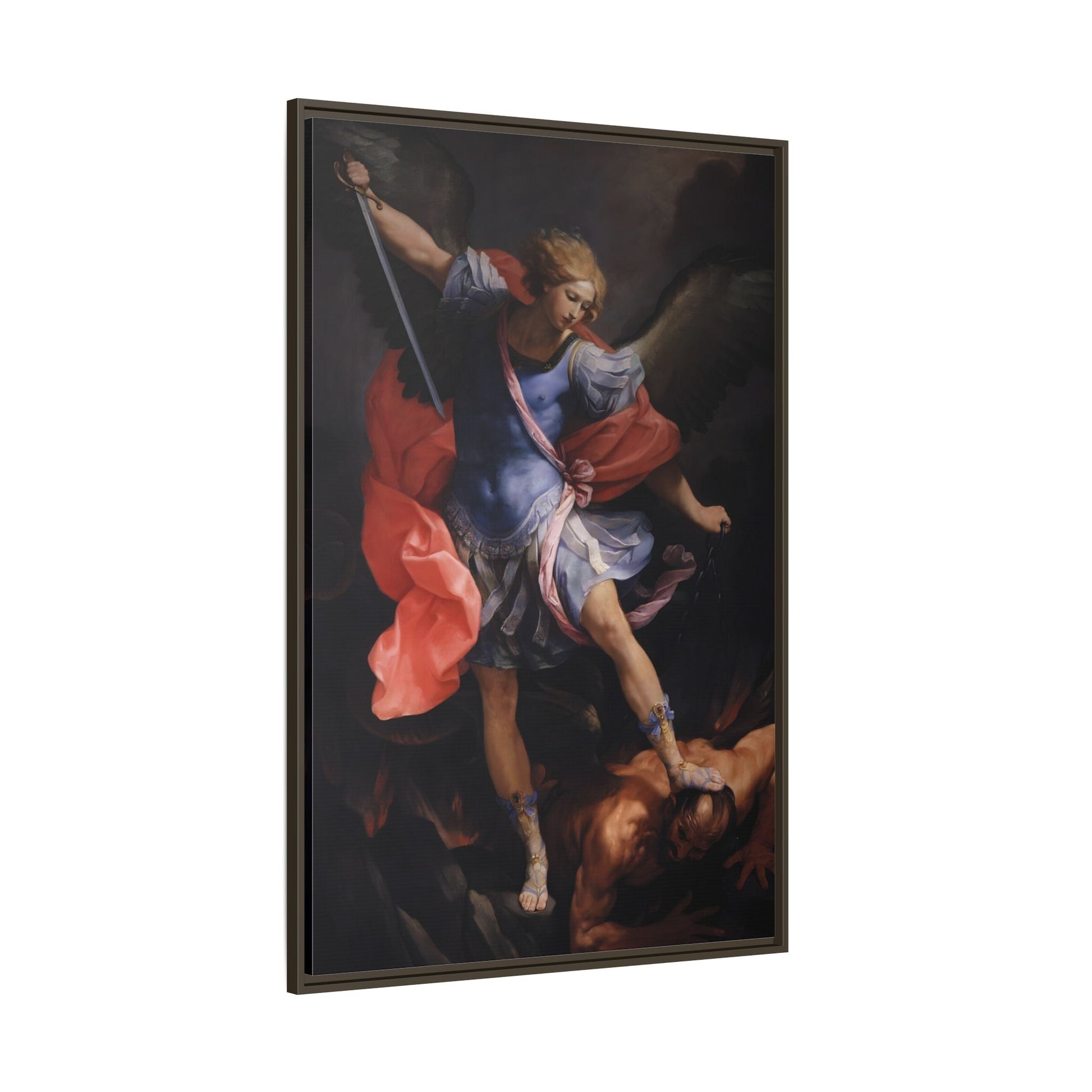 Guido Reni Archangel Michael Defeating Satan - Framed Canvas Wall Art Print - YesArtYes