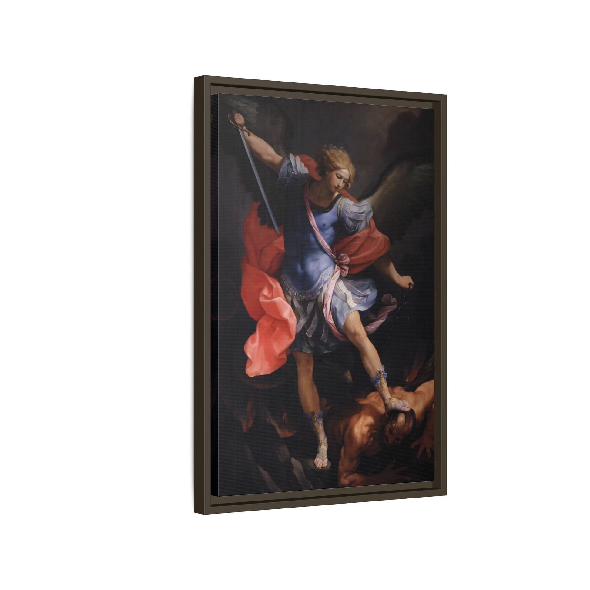 Guido Reni Archangel Michael Defeating Satan - Framed Canvas Wall Art Print - YesArtYes