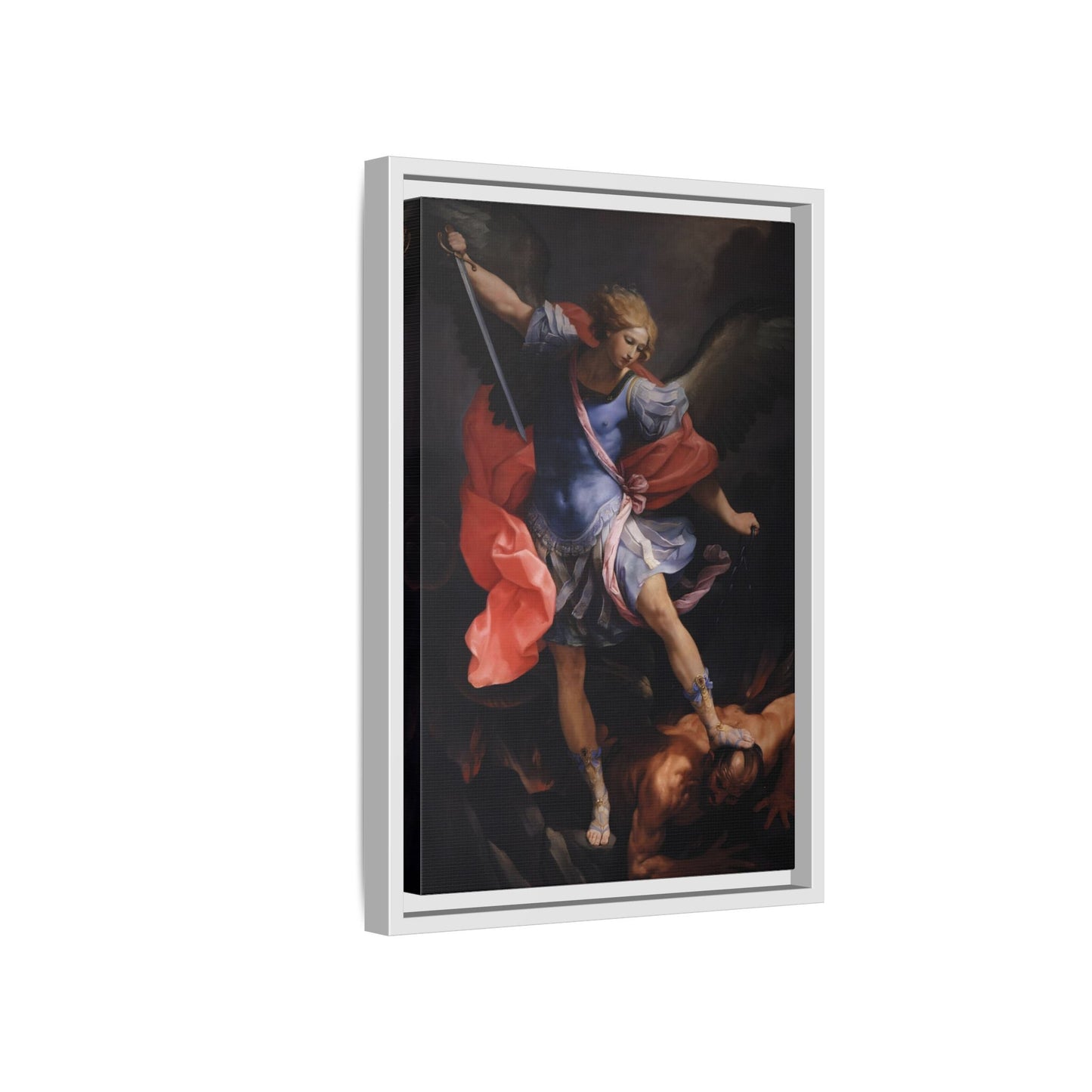 Guido Reni Archangel Michael Defeating Satan - Framed Canvas Wall Art Print - YesArtYes