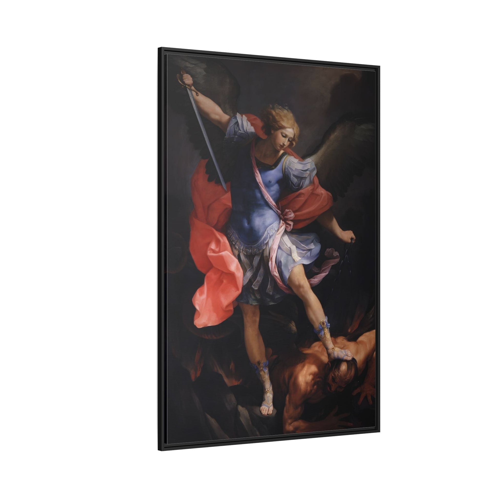 Guido Reni Archangel Michael Defeating Satan - Framed Canvas Wall Art Print - YesArtYes
