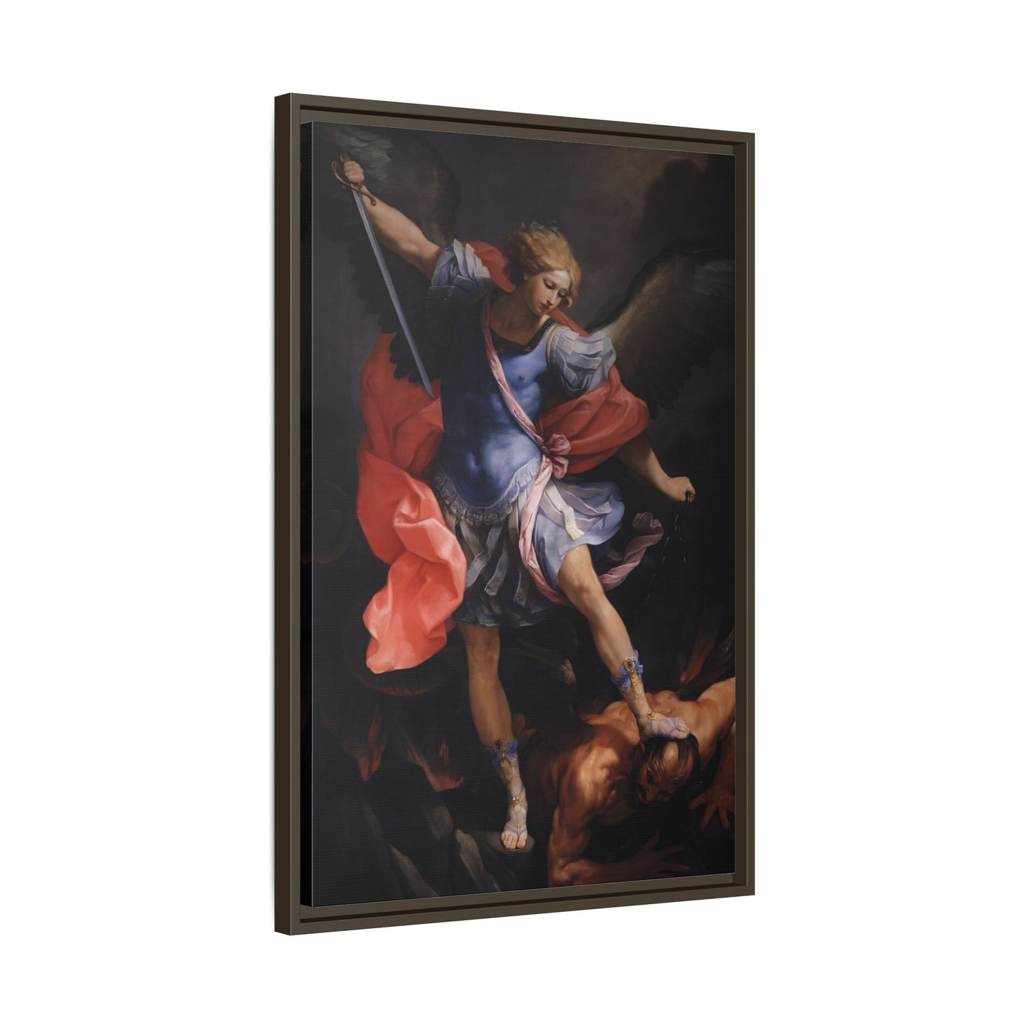 Guido Reni Archangel Michael Defeating Satan - Framed Canvas Wall Art Print - YesArtYes