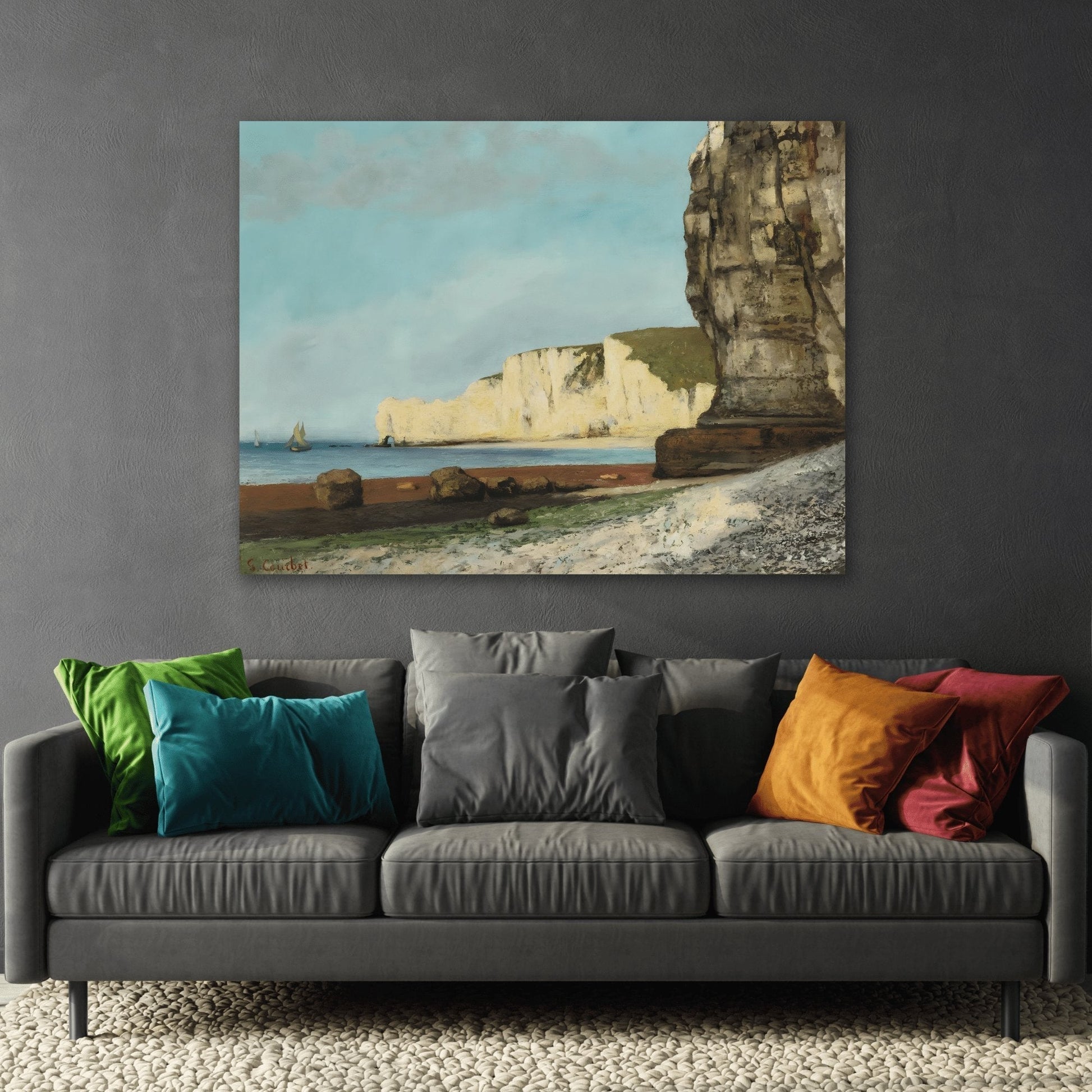 Gustave Courbet Etretat Cliffs - Landscape Canvas Wall Art Print