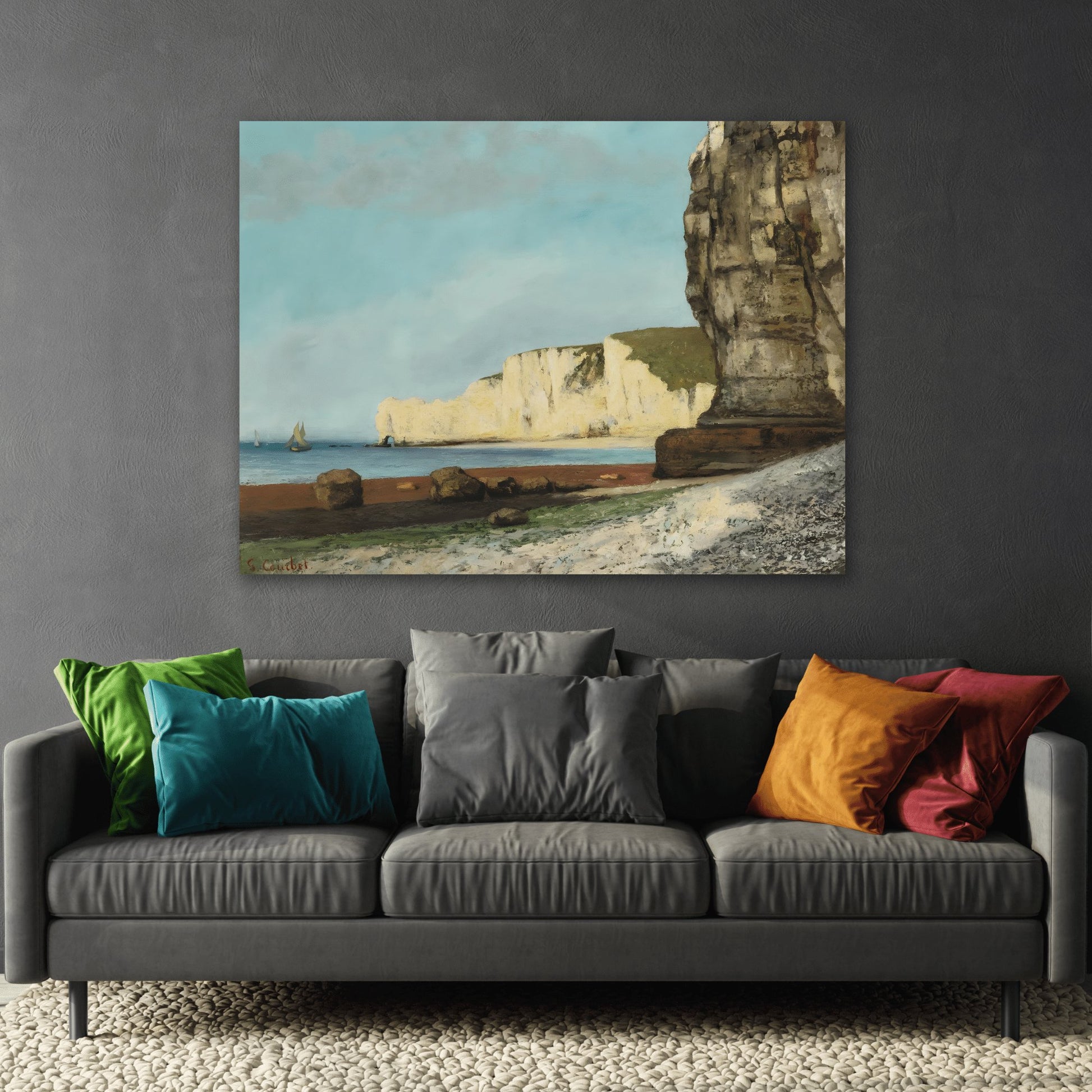 Gustave Courbet Etretat Cliffs - Landscape Canvas Wall Art Print