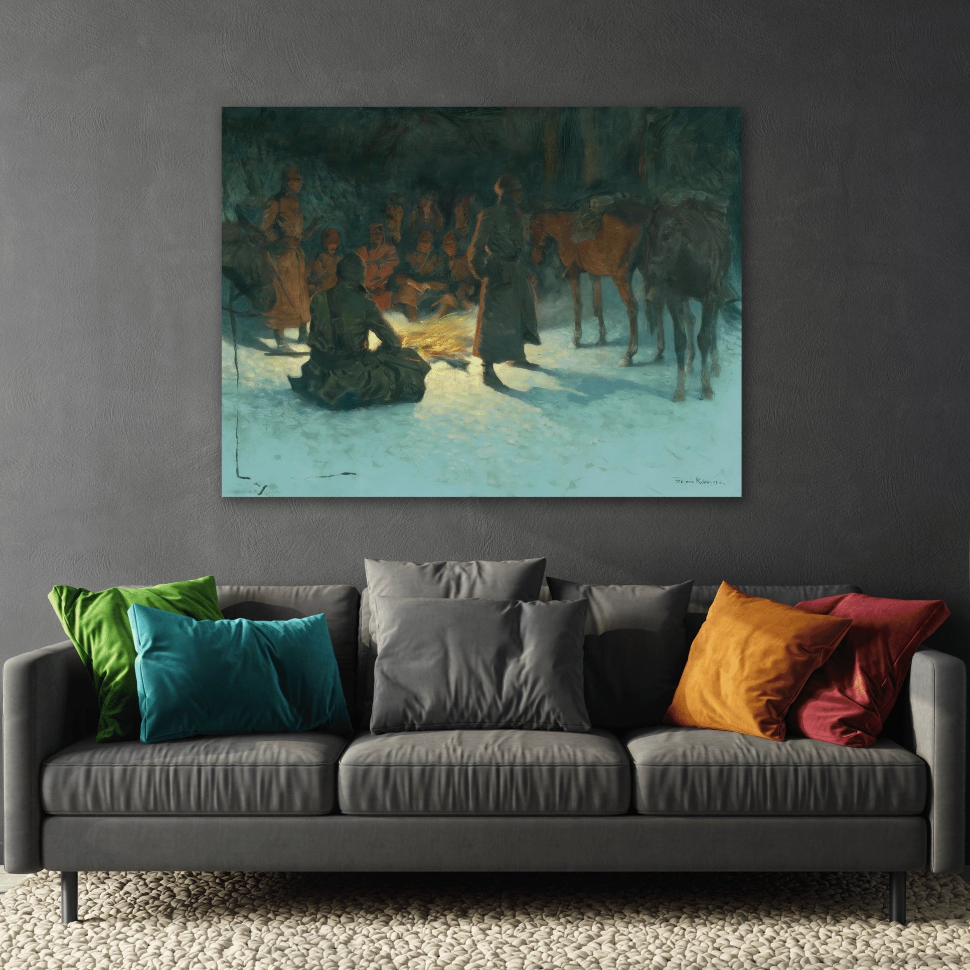 Halt in the Wilderness Canvas Print - Western Remington Wall Art