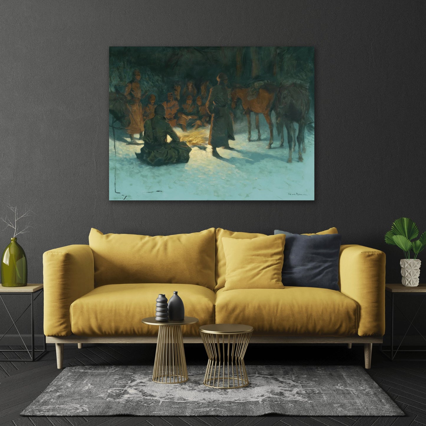 Halt in the Wilderness Canvas Print - Western Remington Wall Art