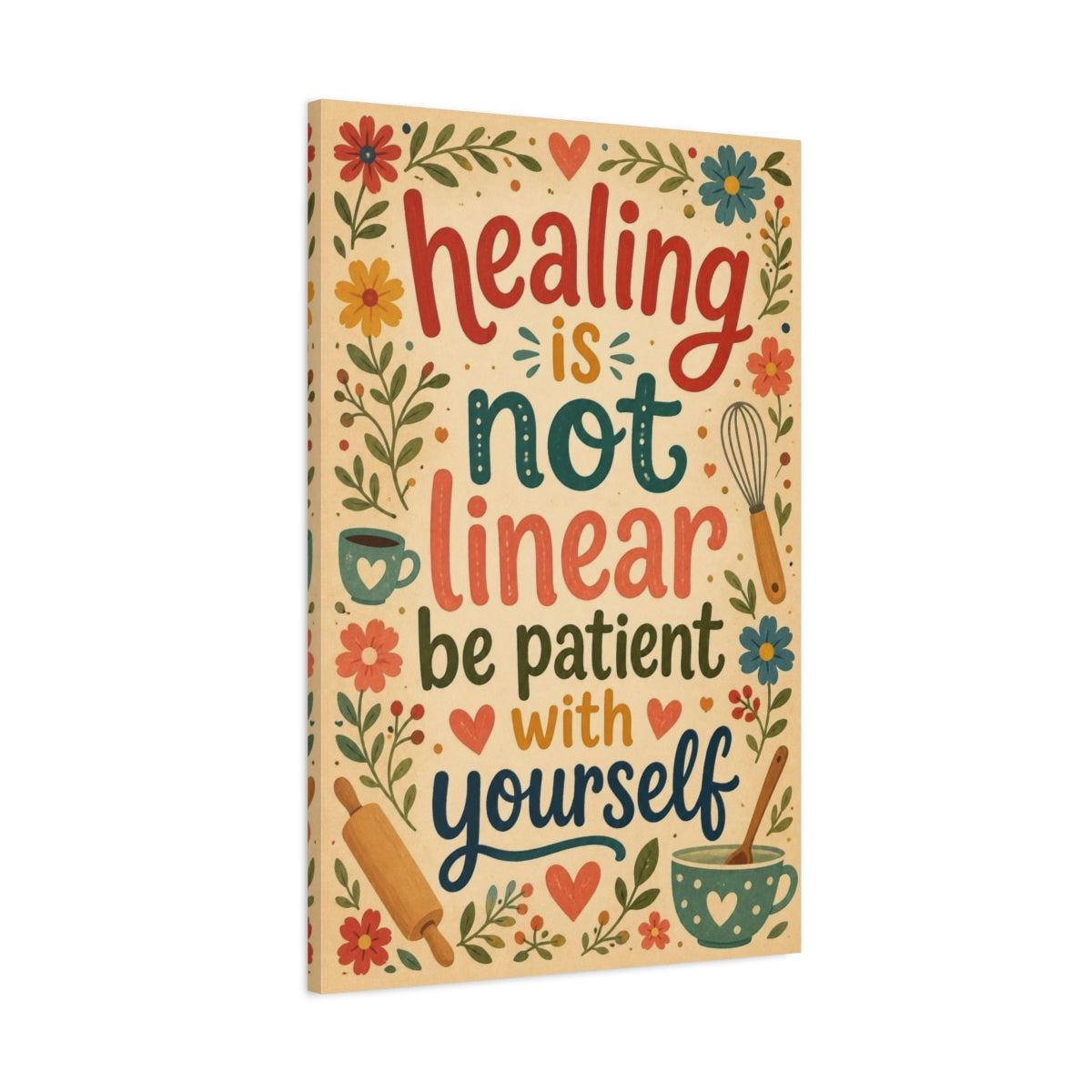Main Mockup. Hand-Lettered Healing Quotes shown as canvas print