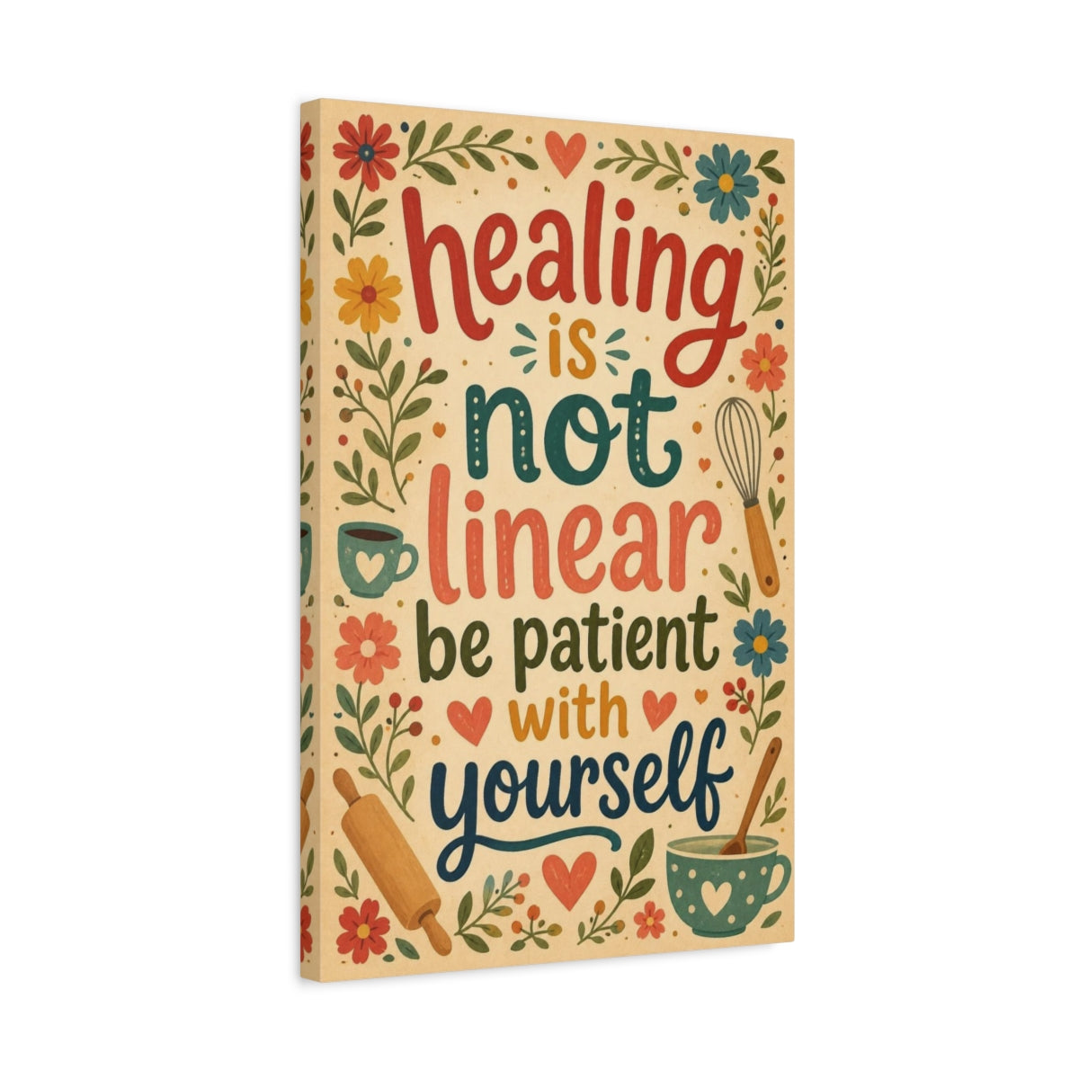 Side Mockup 3. Hand-Lettered Healing Quotes shown as canvas print