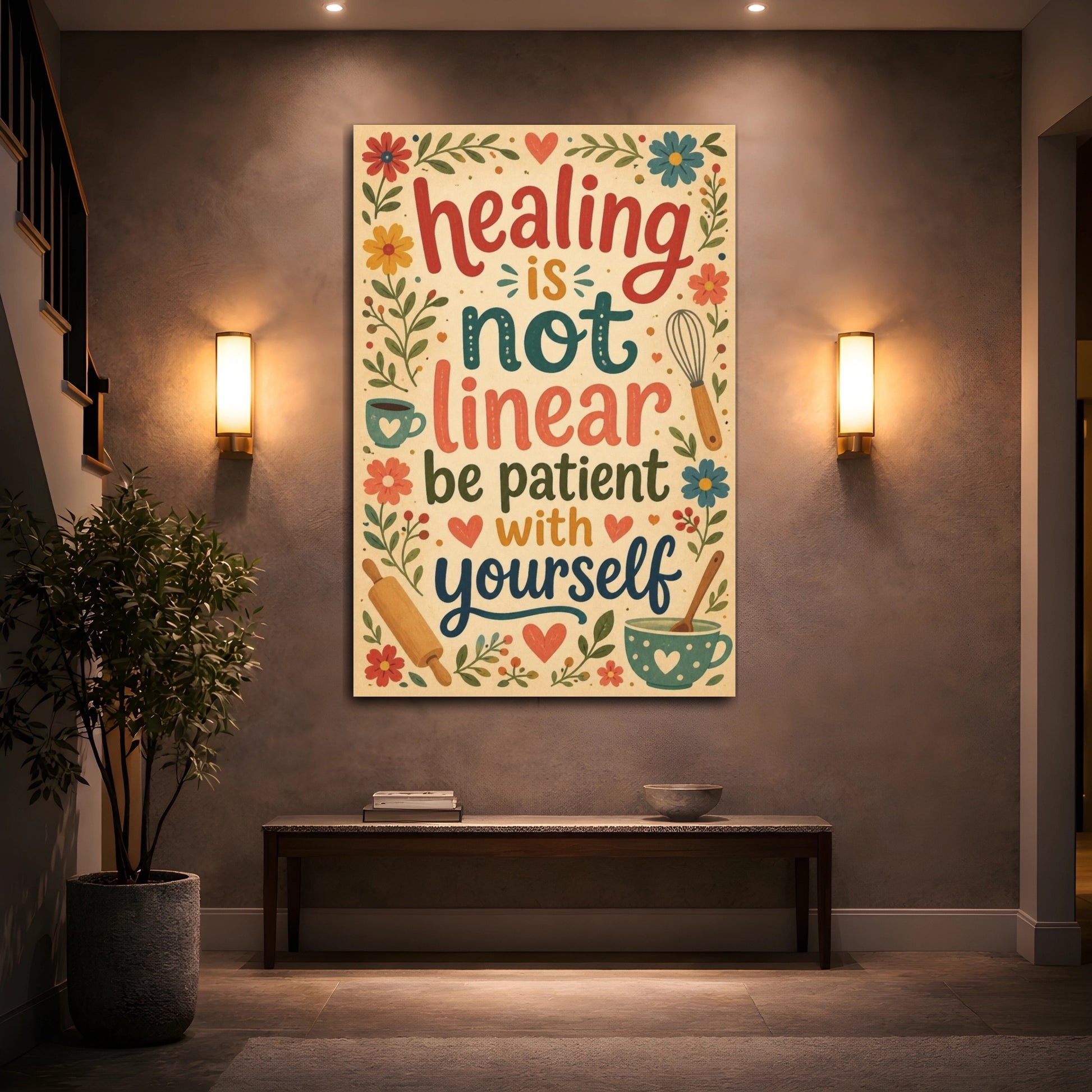 Mockup 2. Hand-Lettered Healing Quotes shown as canvas print