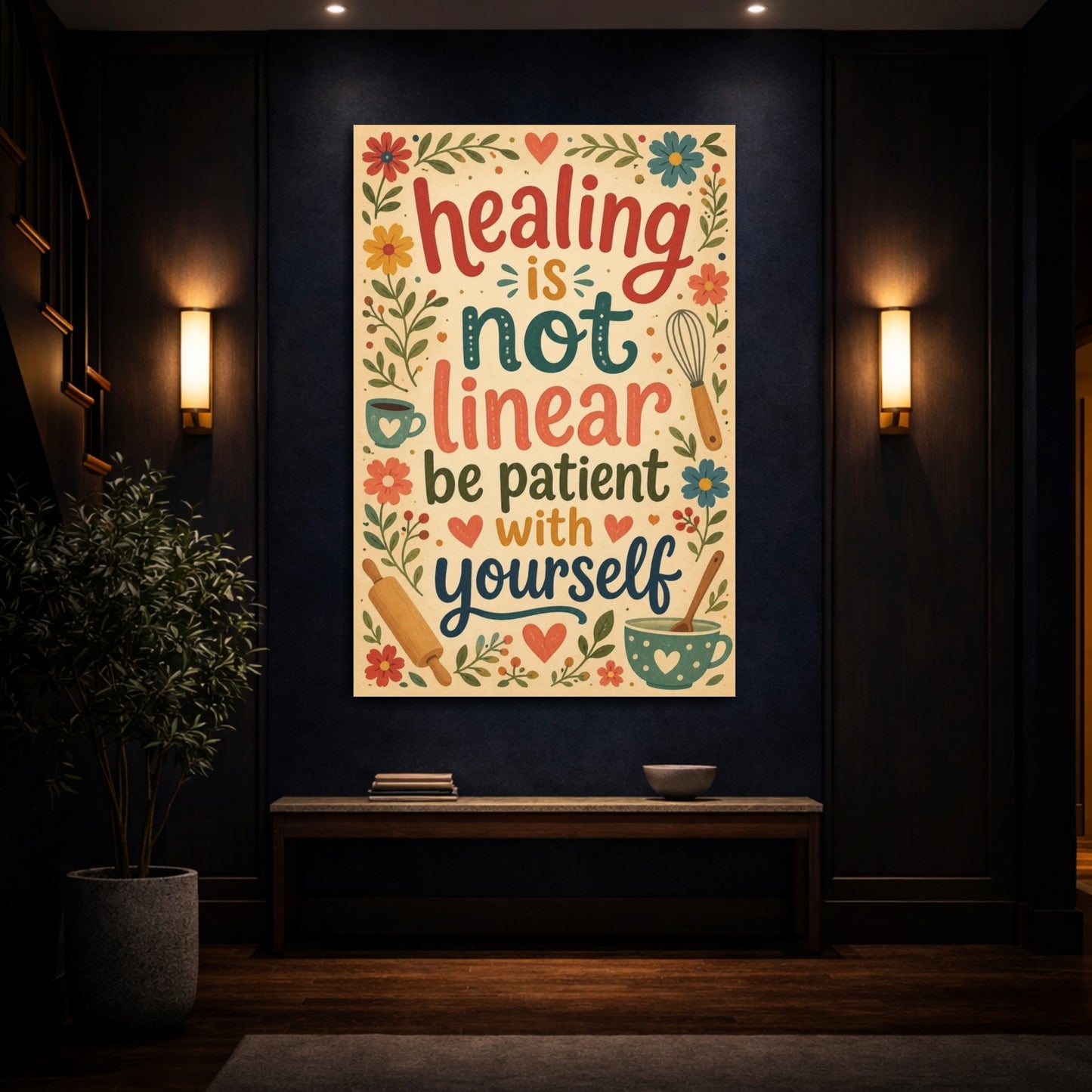 Mockup 4. Hand-Lettered Healing Quotes shown as canvas print