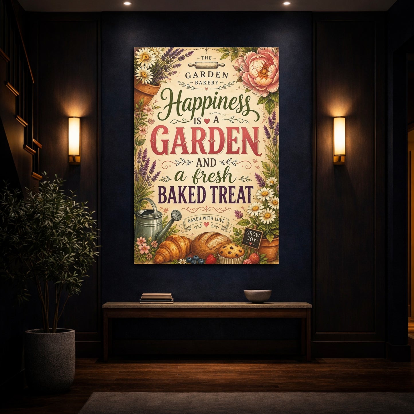 Mockup 4. Happiness Is A Garden shown as canvas print