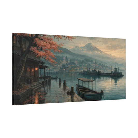 Harbor Village Nature Japanese Canvas Print – realistic Living Room, Above Sofa - YesArtYes