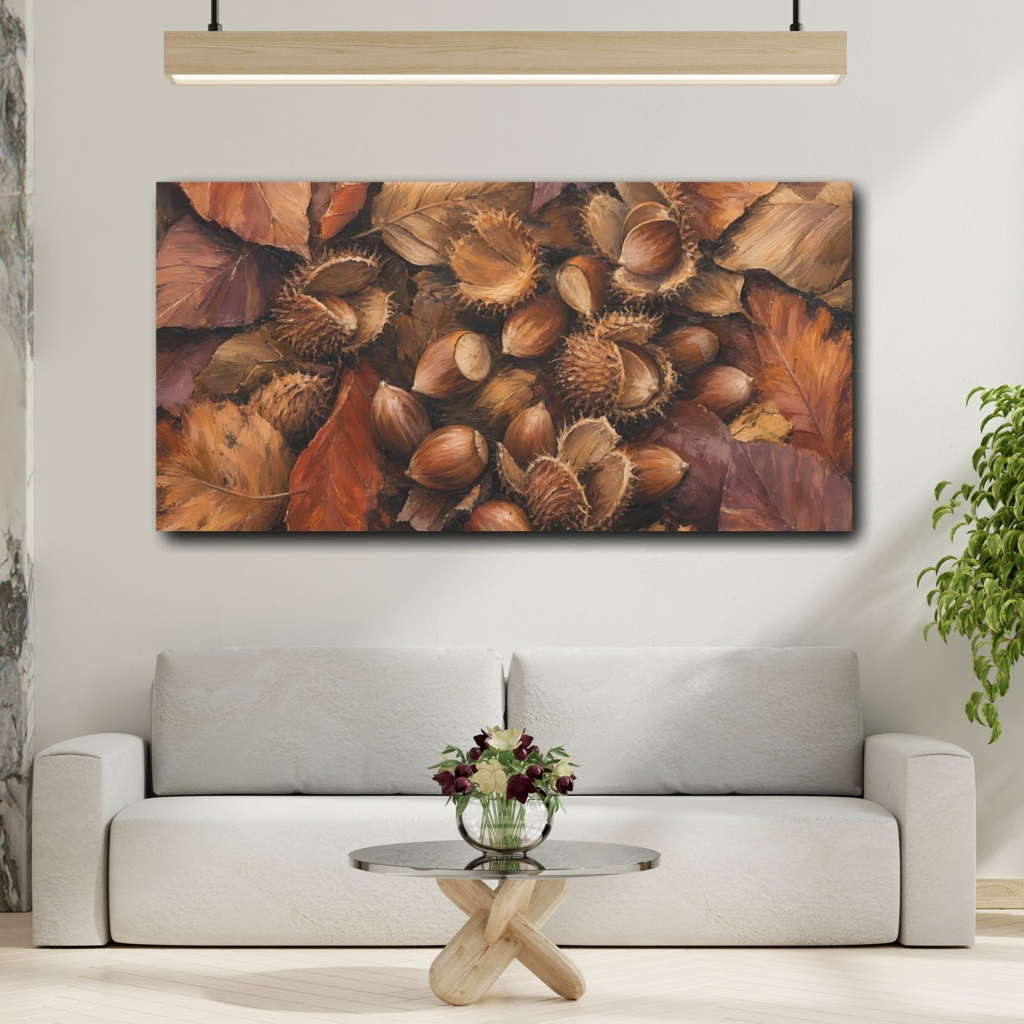 Mockup 2. Hazelnuts Nature Autumn Still Life shown as canvas print