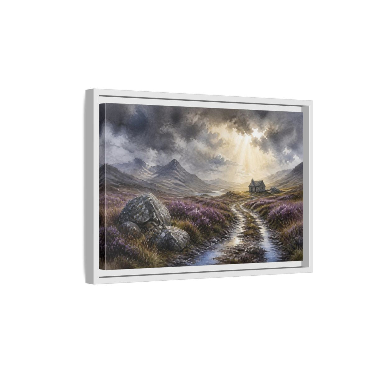 Side Mockup 4. Heather Bothy Landscape shown as framed canvas print
