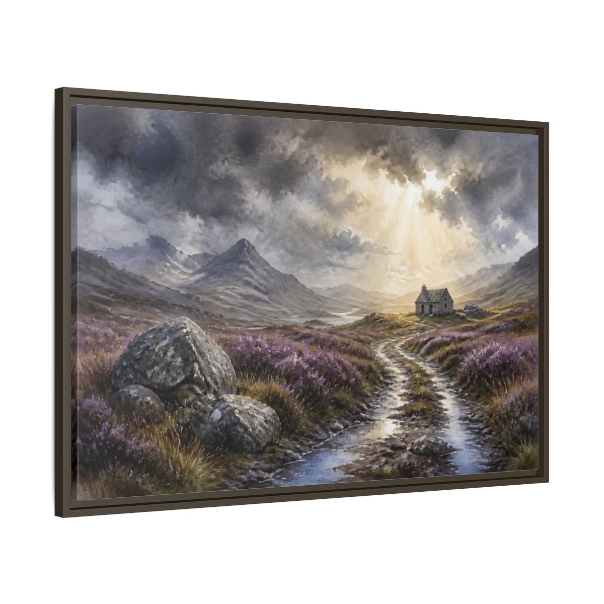Main Mockup. Heather Bothy Landscape shown as framed canvas print
