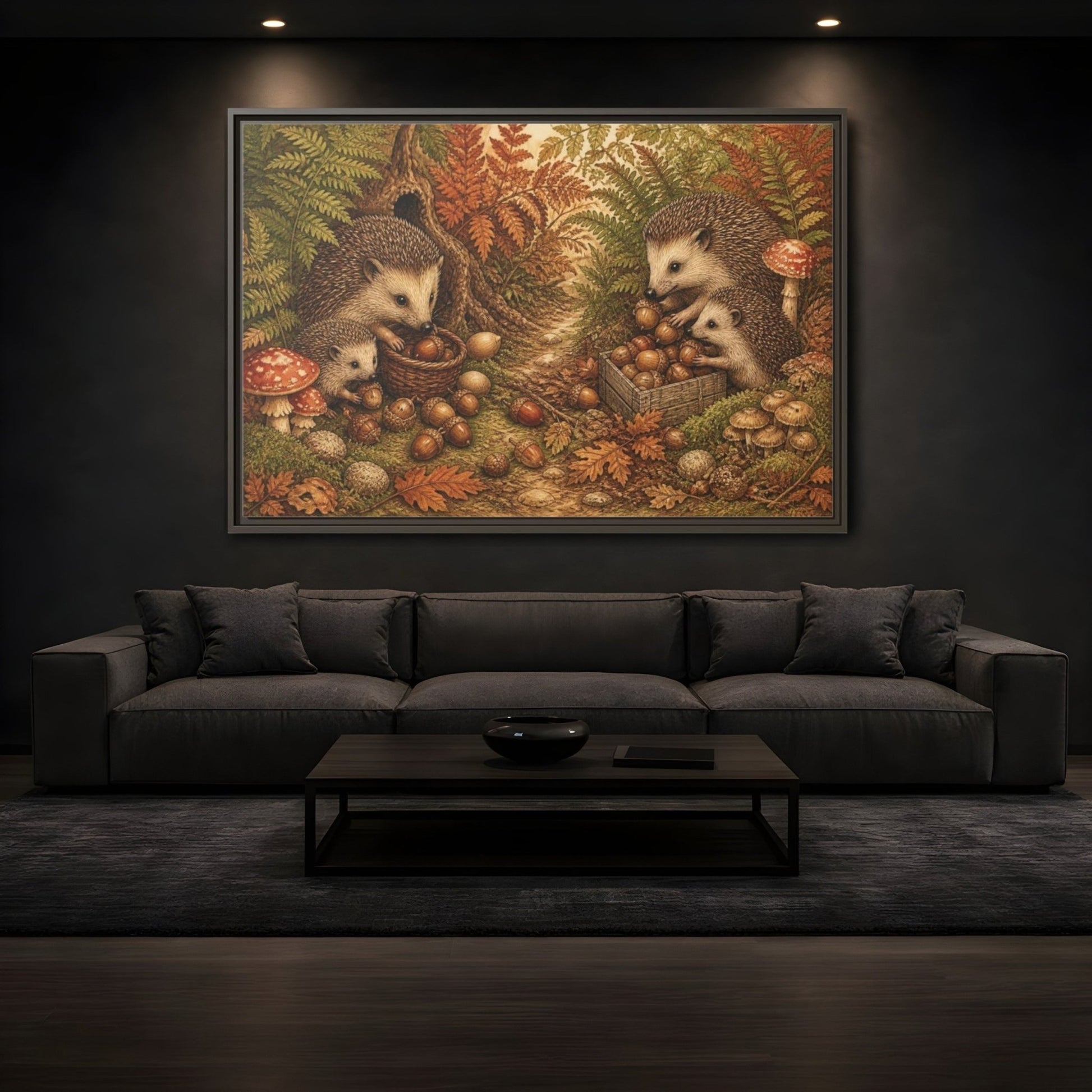 Hedgehogs For Kids Room Framed Canvas Print Wall Art – Decor, Feature - YesArtYes