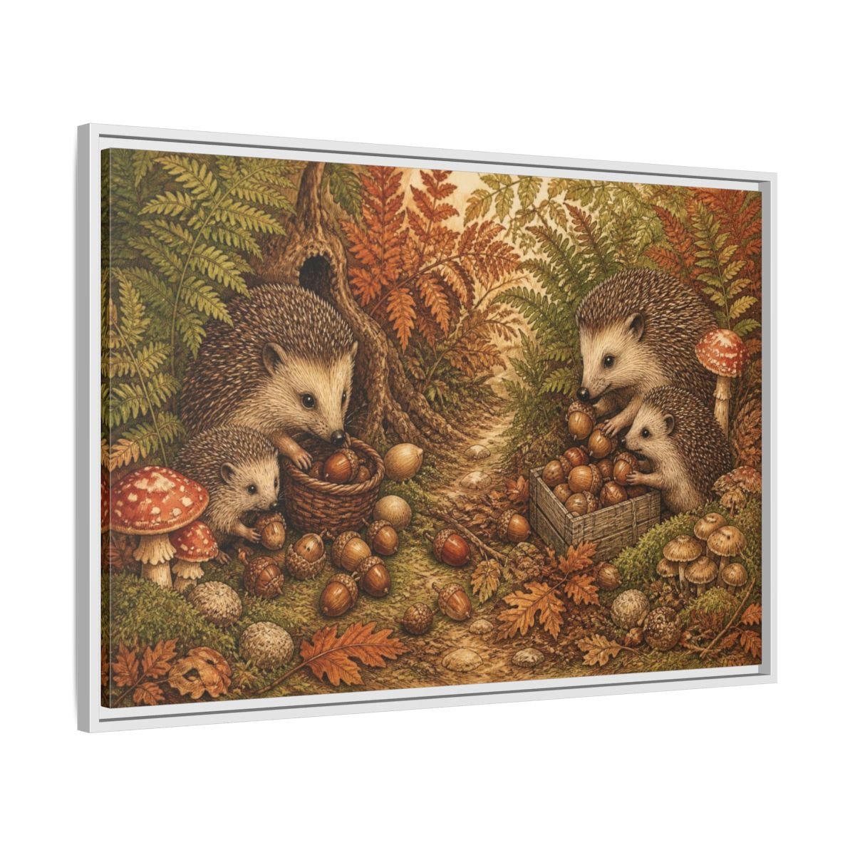 Hedgehogs For Kids Room Framed Canvas Print Wall Art – Decor, Feature - YesArtYes