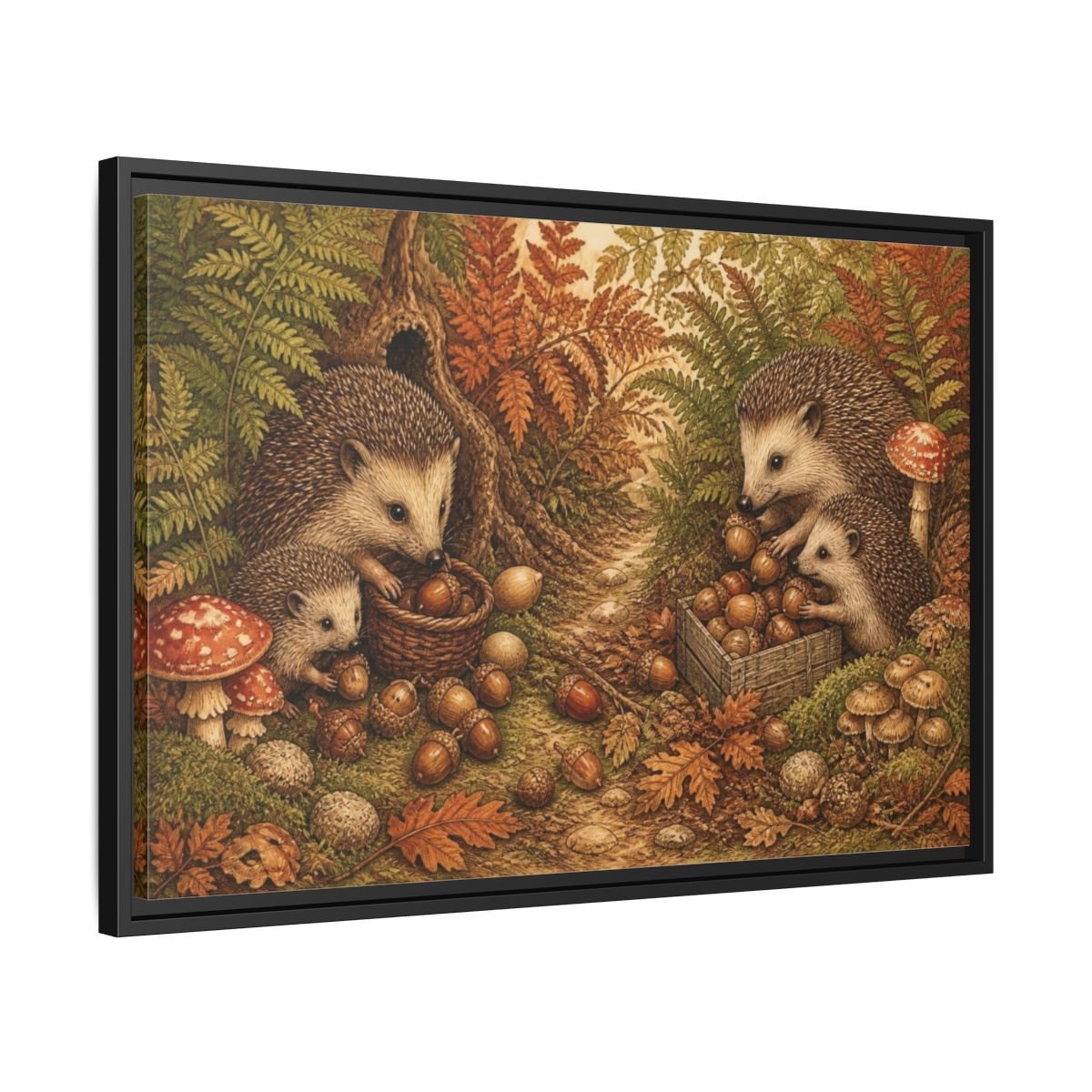 Hedgehogs For Kids Room Framed Canvas Print Wall Art – Decor, Feature - YesArtYes