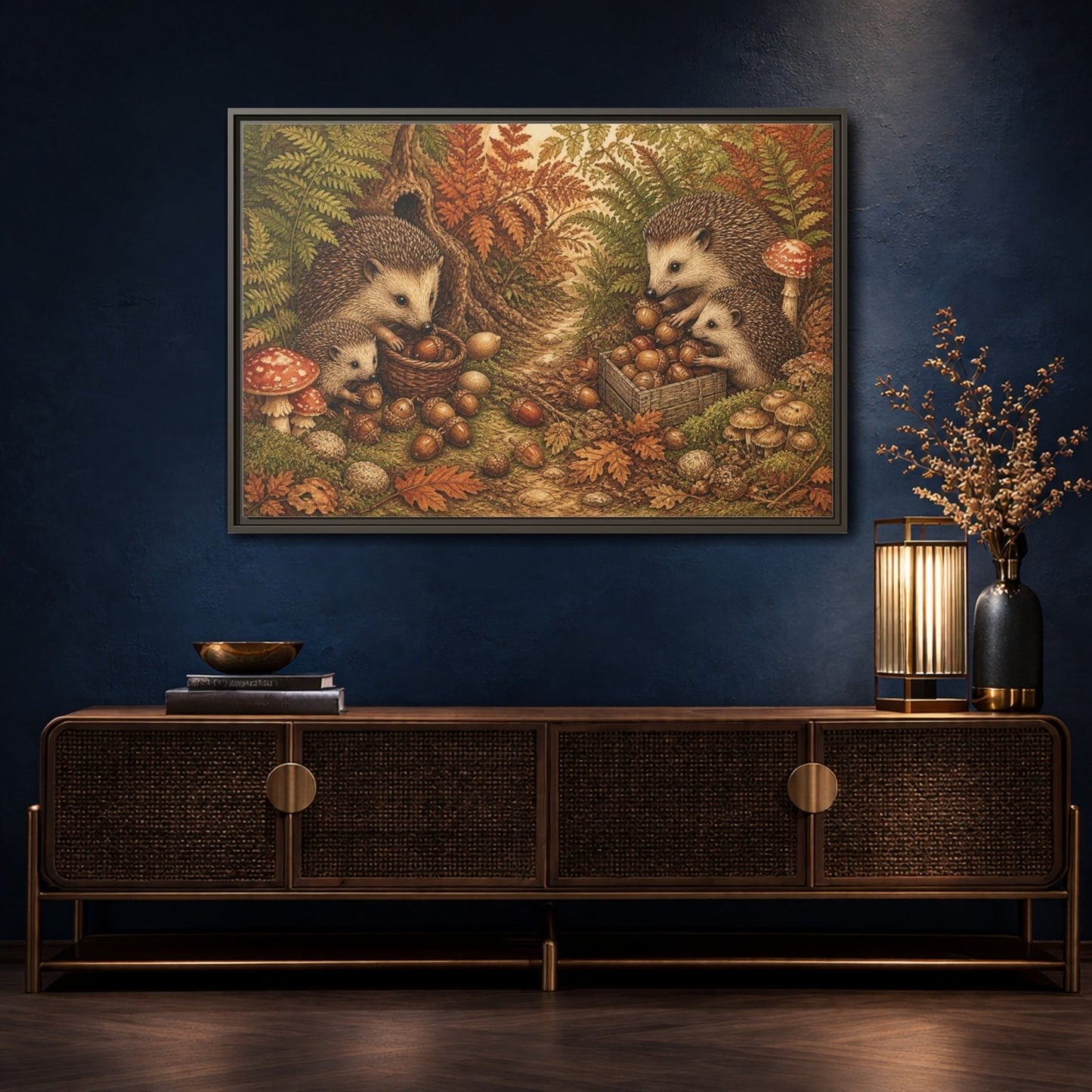 Hedgehogs For Kids Room Framed Canvas Print Wall Art – Decor, Feature - YesArtYes