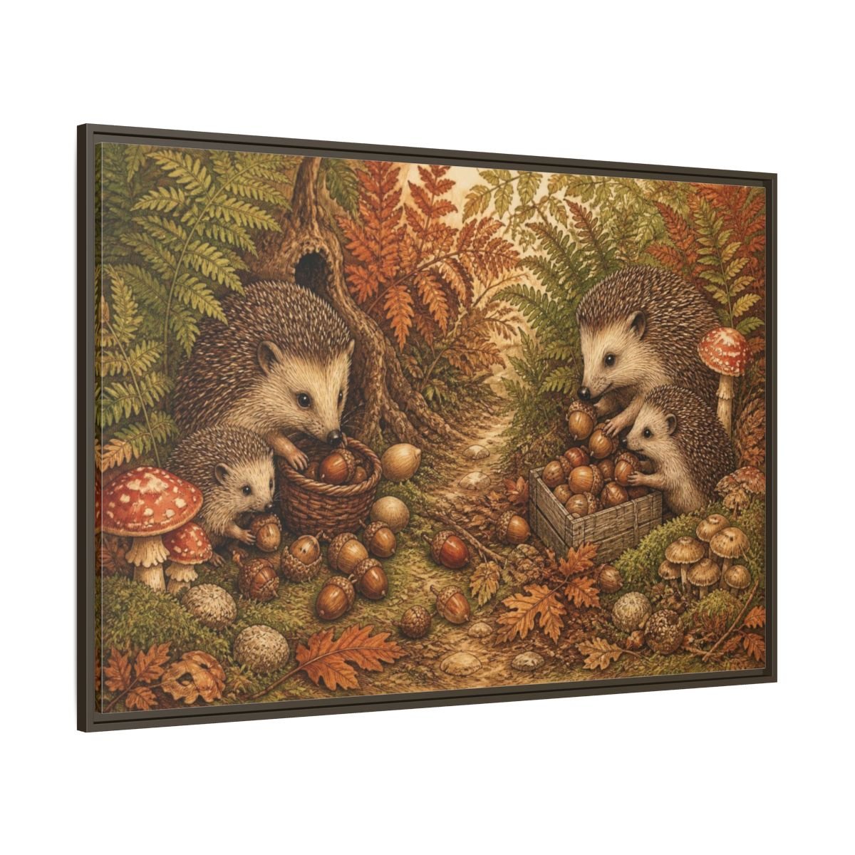 Hedgehogs For Kids Room Framed Canvas Print Wall Art – Decor, Feature - YesArtYes