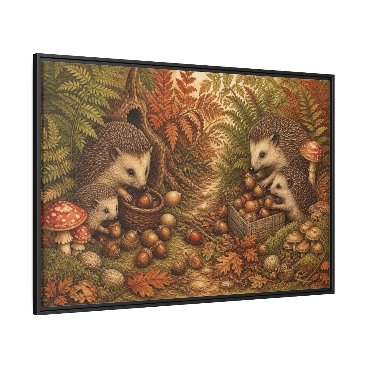 Hedgehogs For Kids Room Framed Canvas Print Wall Art – Decor, Feature - YesArtYes