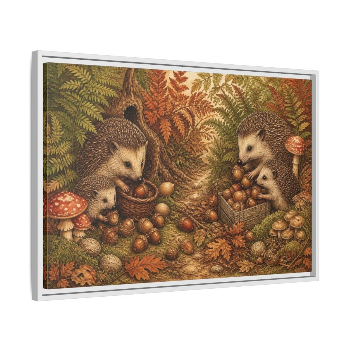 Hedgehogs For Kids Room Framed Canvas Print Wall Art – Decor, Feature - YesArtYes