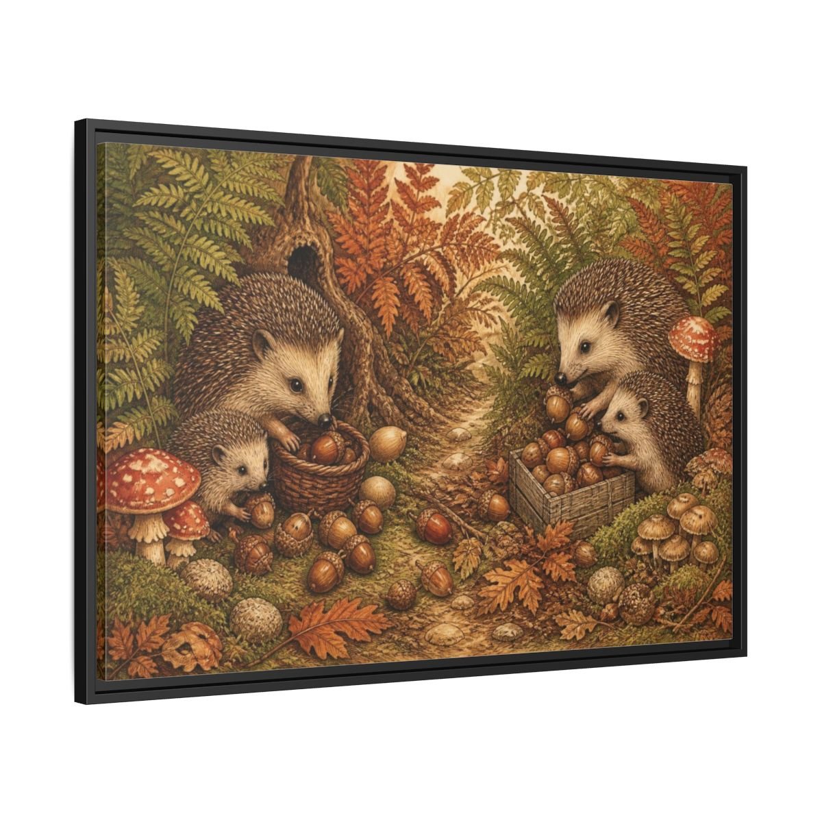 Hedgehogs For Kids Room Framed Canvas Print Wall Art – Decor, Feature - YesArtYes