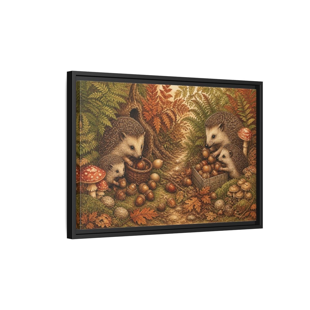 Hedgehogs For Kids Room Framed Canvas Print Wall Art – Decor, Feature - YesArtYes