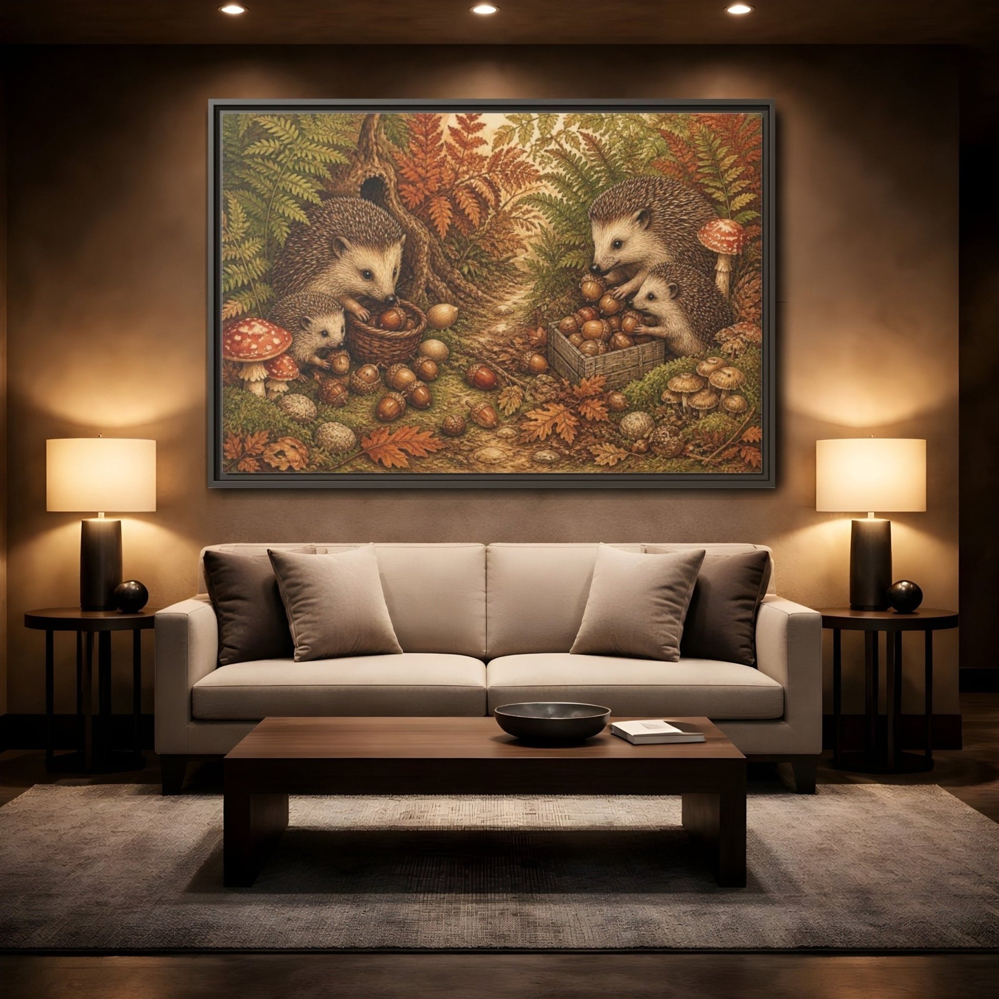 Hedgehogs For Kids Room Framed Canvas Print Wall Art – Decor, Feature - YesArtYes