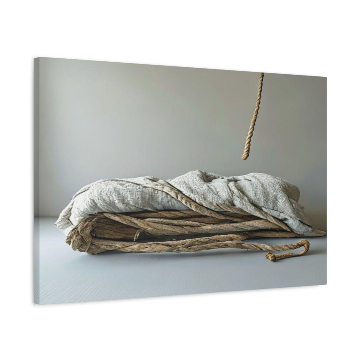 Side Mockup 2. Hemp Rope Linen Still Life shown as canvas print