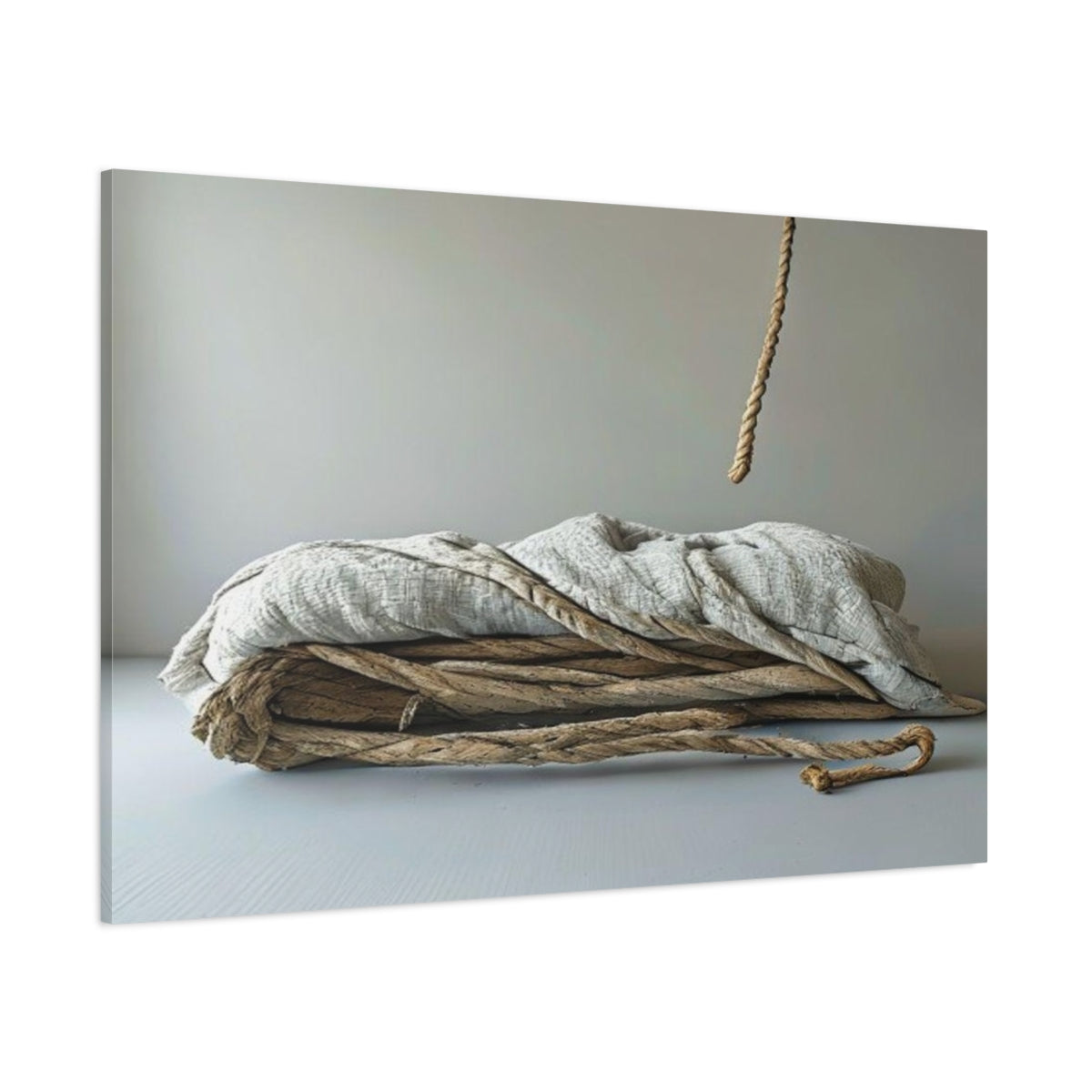 Side Mockup 1. Hemp Rope Linen Still Life shown as canvas print