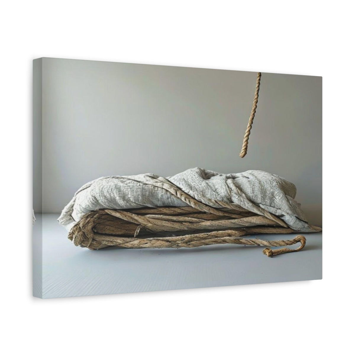 Side Mockup 4. Hemp Rope Linen Still Life shown as canvas print