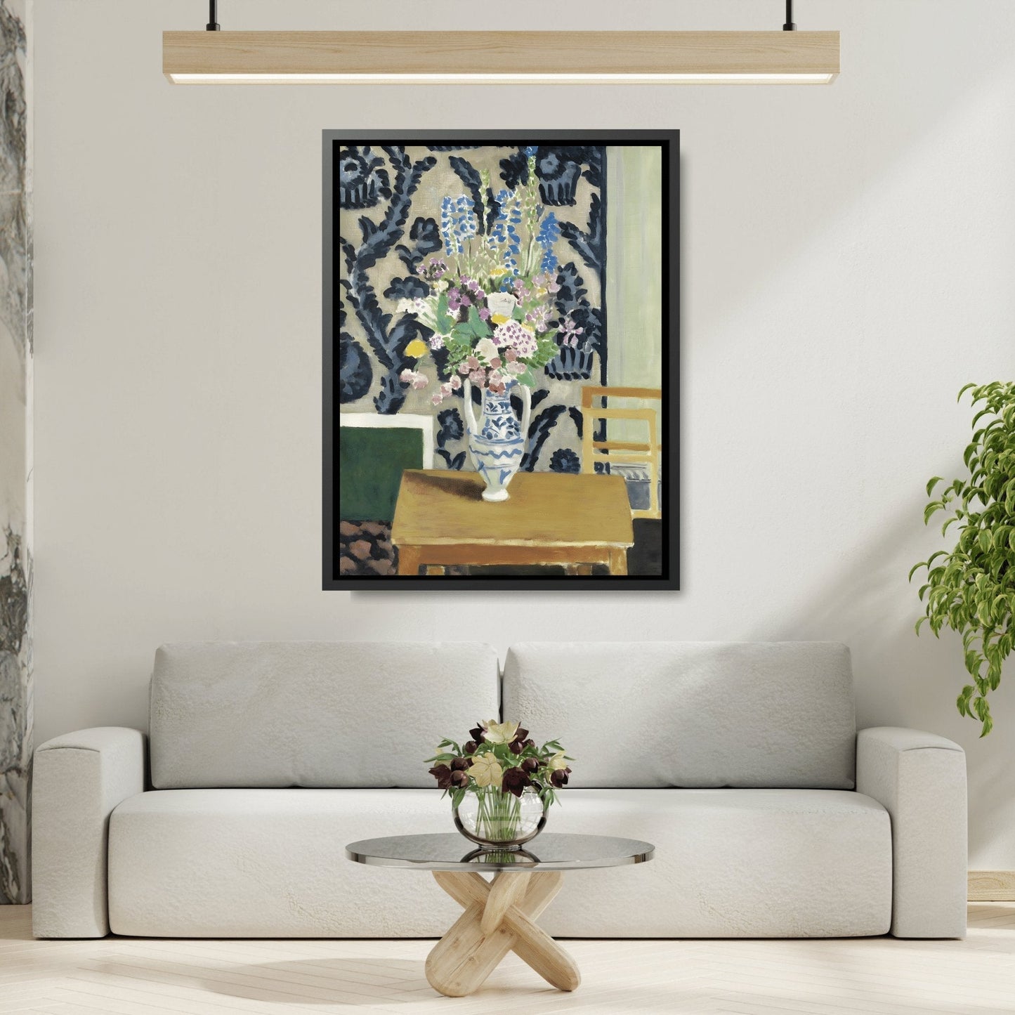 Henri Matisse Bouquet of Flowers for the Fourth of July - Framed Canvas Wall Art Painting Print in Black Frame