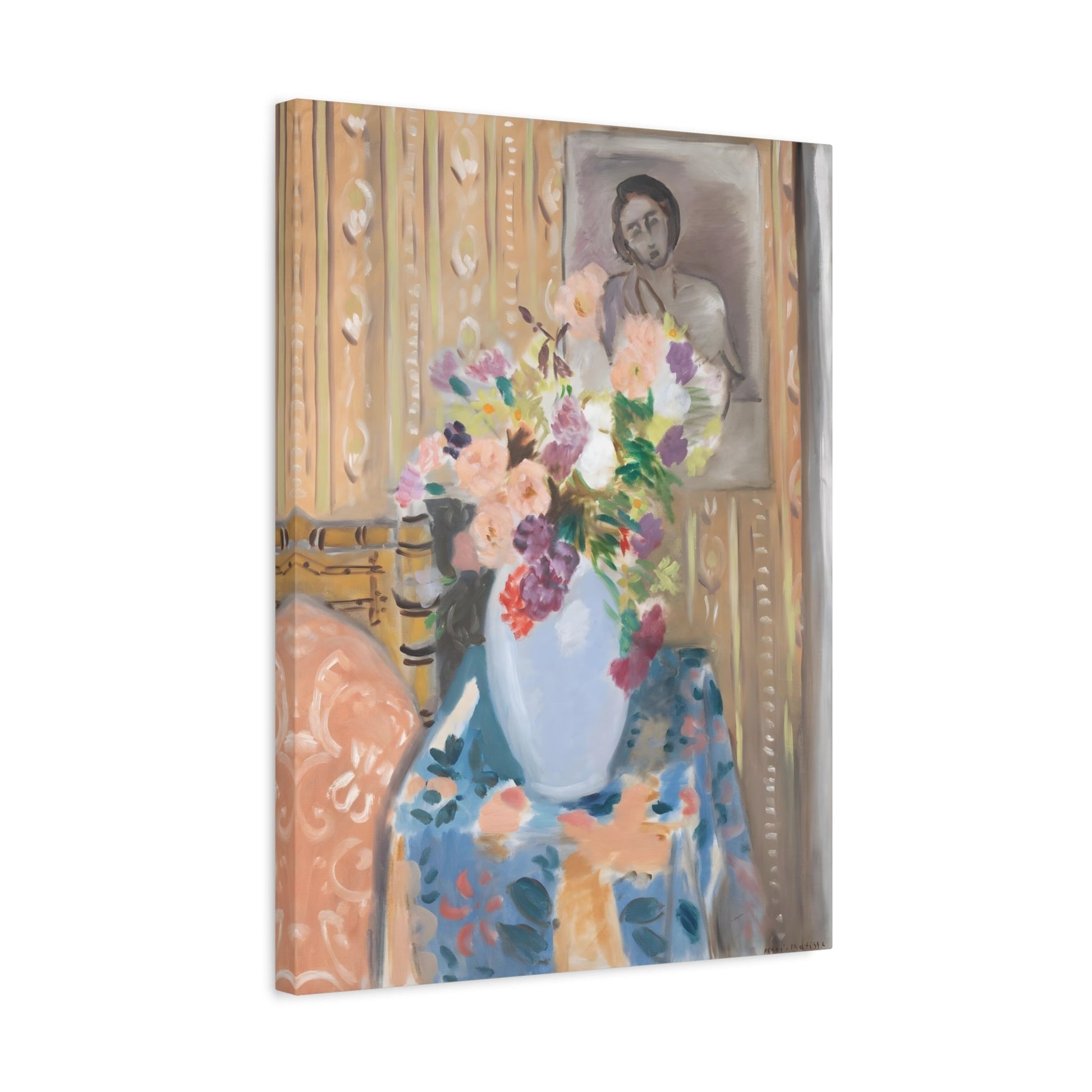 Henri Matisse Flowers in Front of a Portrait - Canvas Art Reproduction