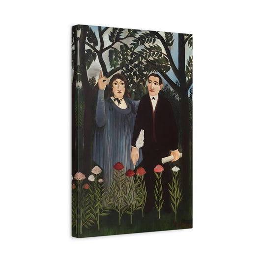 Henri Rousseau Muse Inspires the Poet - Framed Wall Art Canvas Print