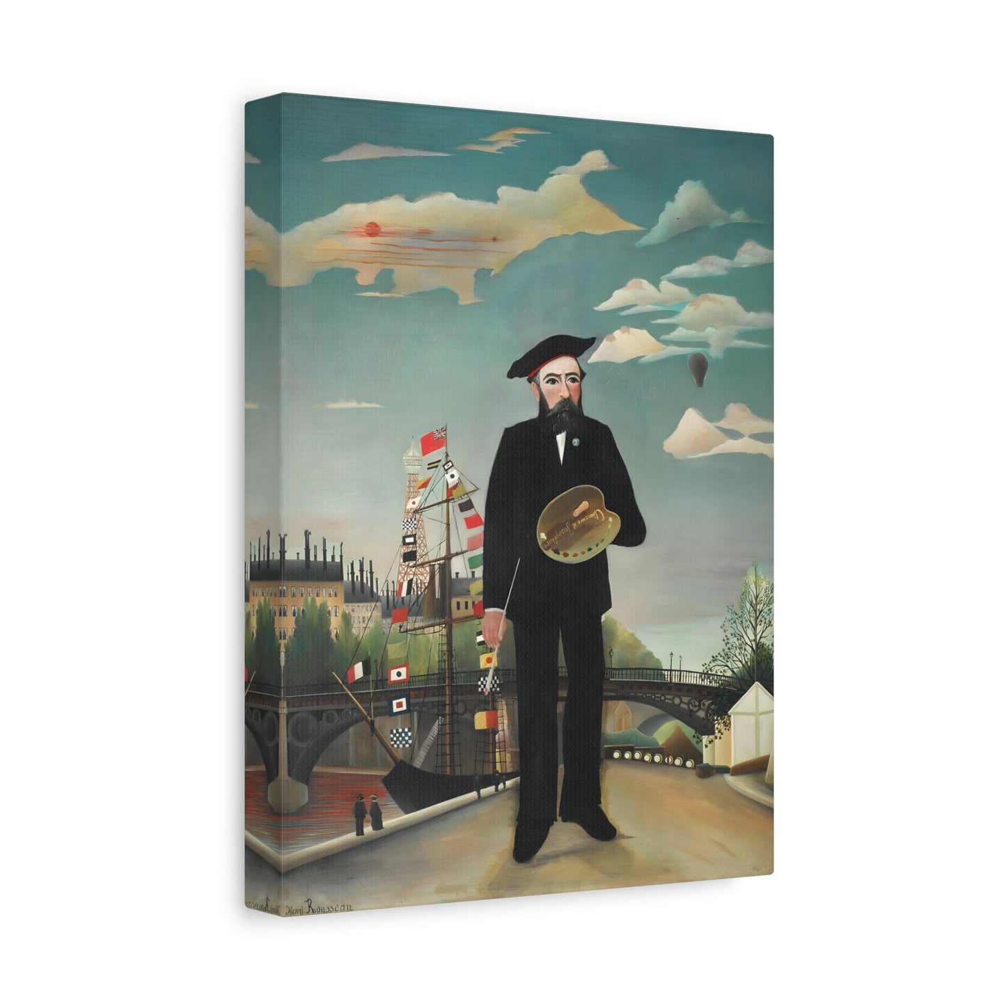 Henri Rousseau Self Portrait - Framed Canvas Wall Art Painting Print