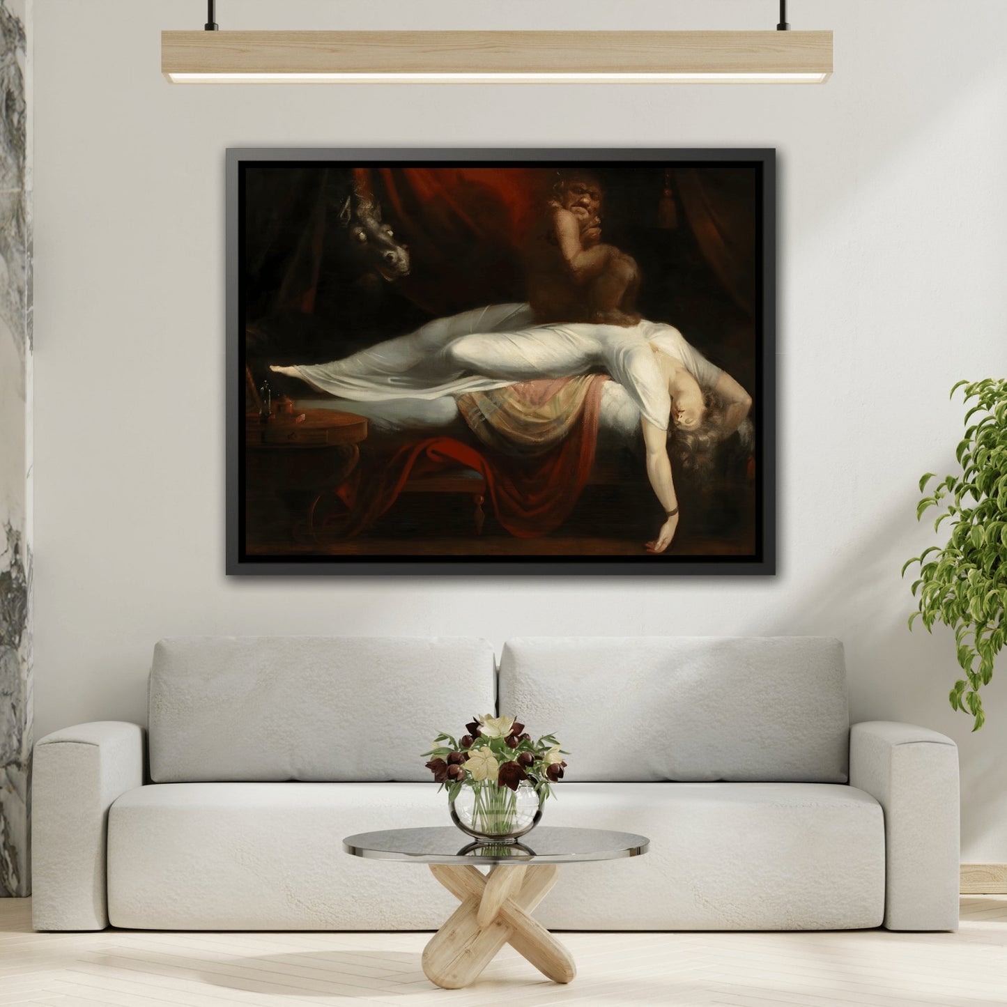 Henry Fuseli Nightmare - Framed Canvas Art Reproduction in Black Pinewood Frame