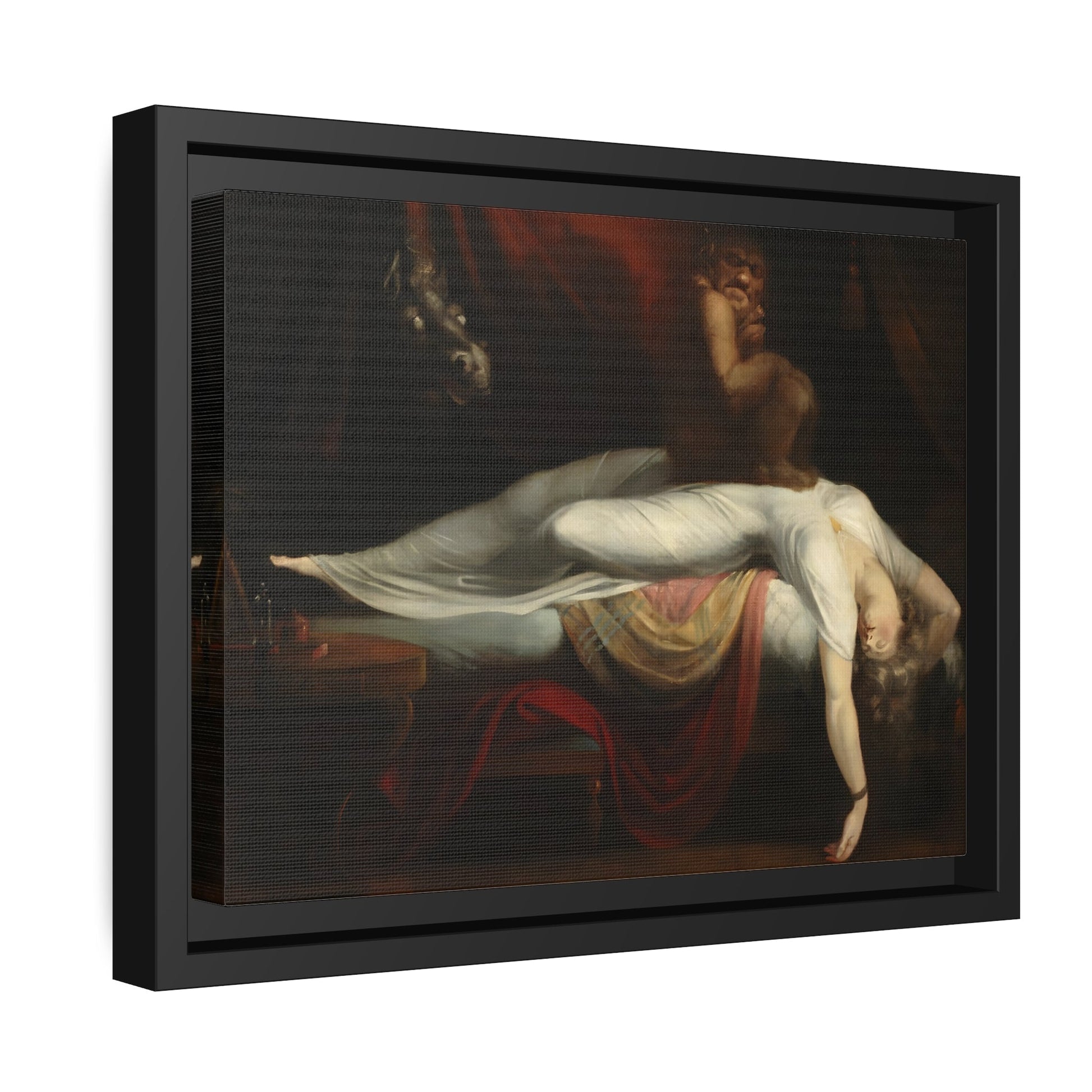 Henry Fuseli Nightmare - Framed Canvas Art Reproduction in Black Pinewood Frame