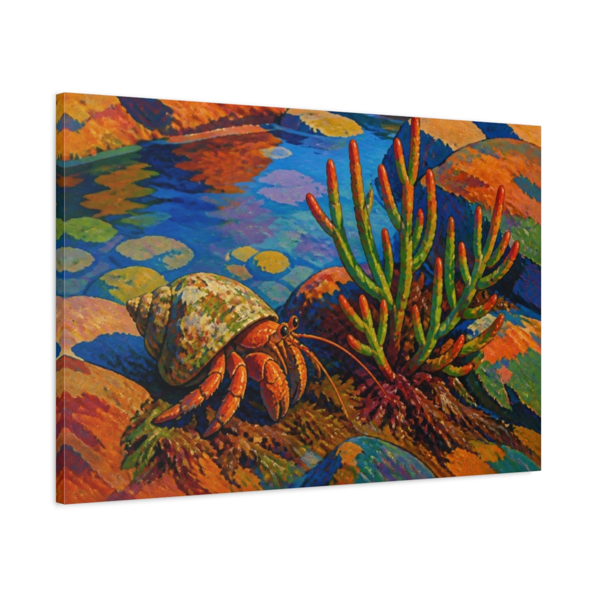 Main Mockup. Hermit Crab Nature Study shown as canvas print