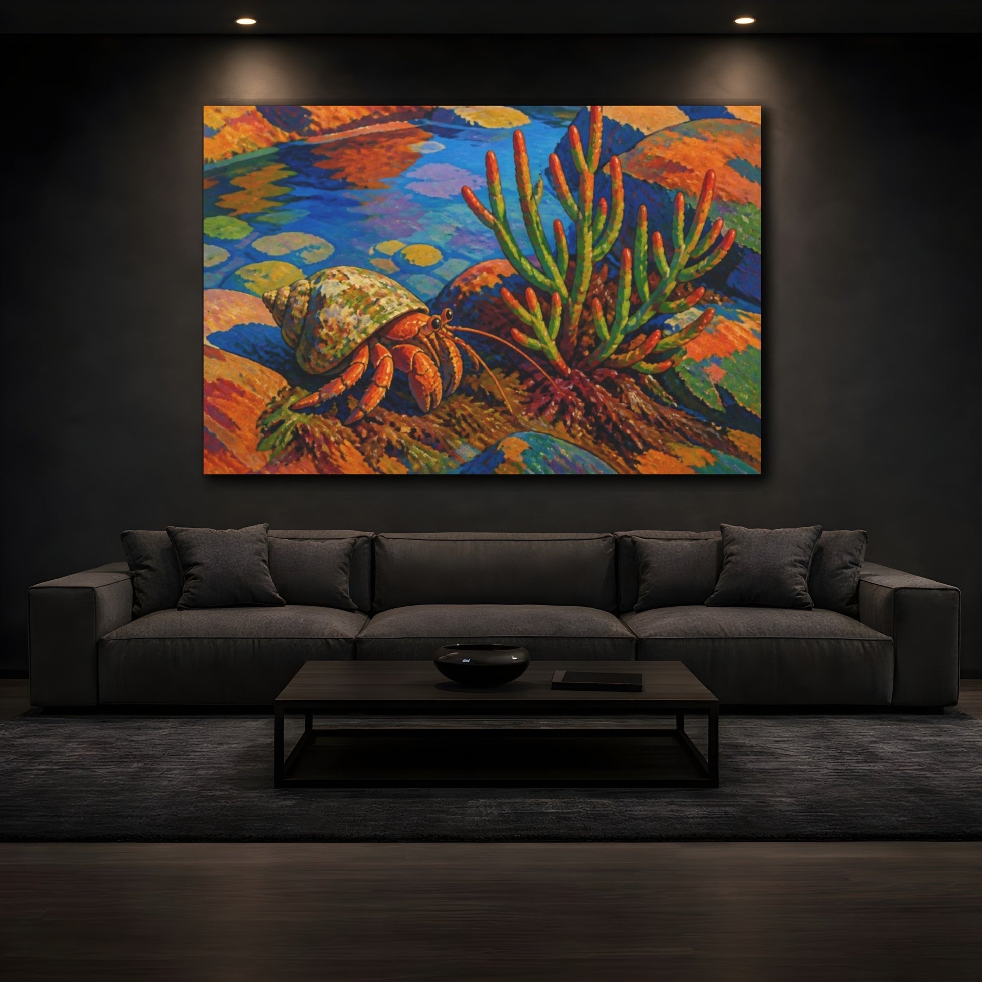Mockup 3. Hermit Crab Nature Study shown as canvas print